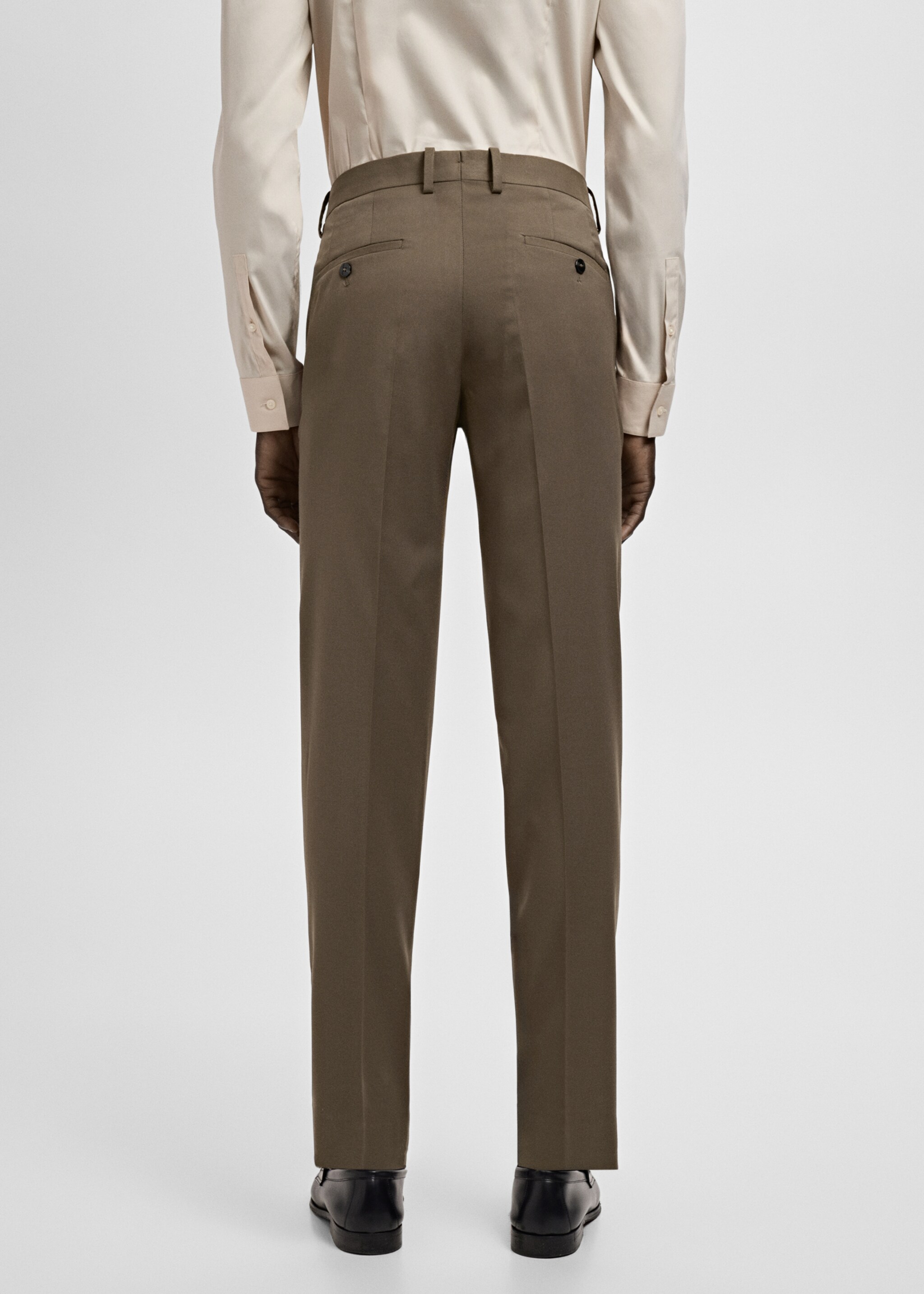 Stretch fabric super slim-fit suit trousers - Reverse of the article, Brown. Ref: 27061219-00.