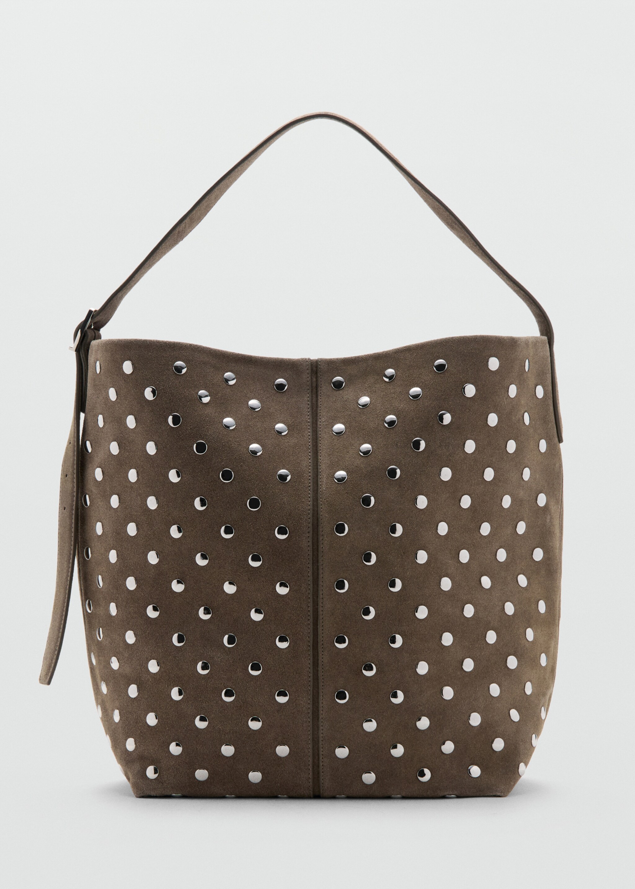 Sac seau en cuir suédé à clous - Article sans modèle, Marron moyen. Ref: 27061223-00.