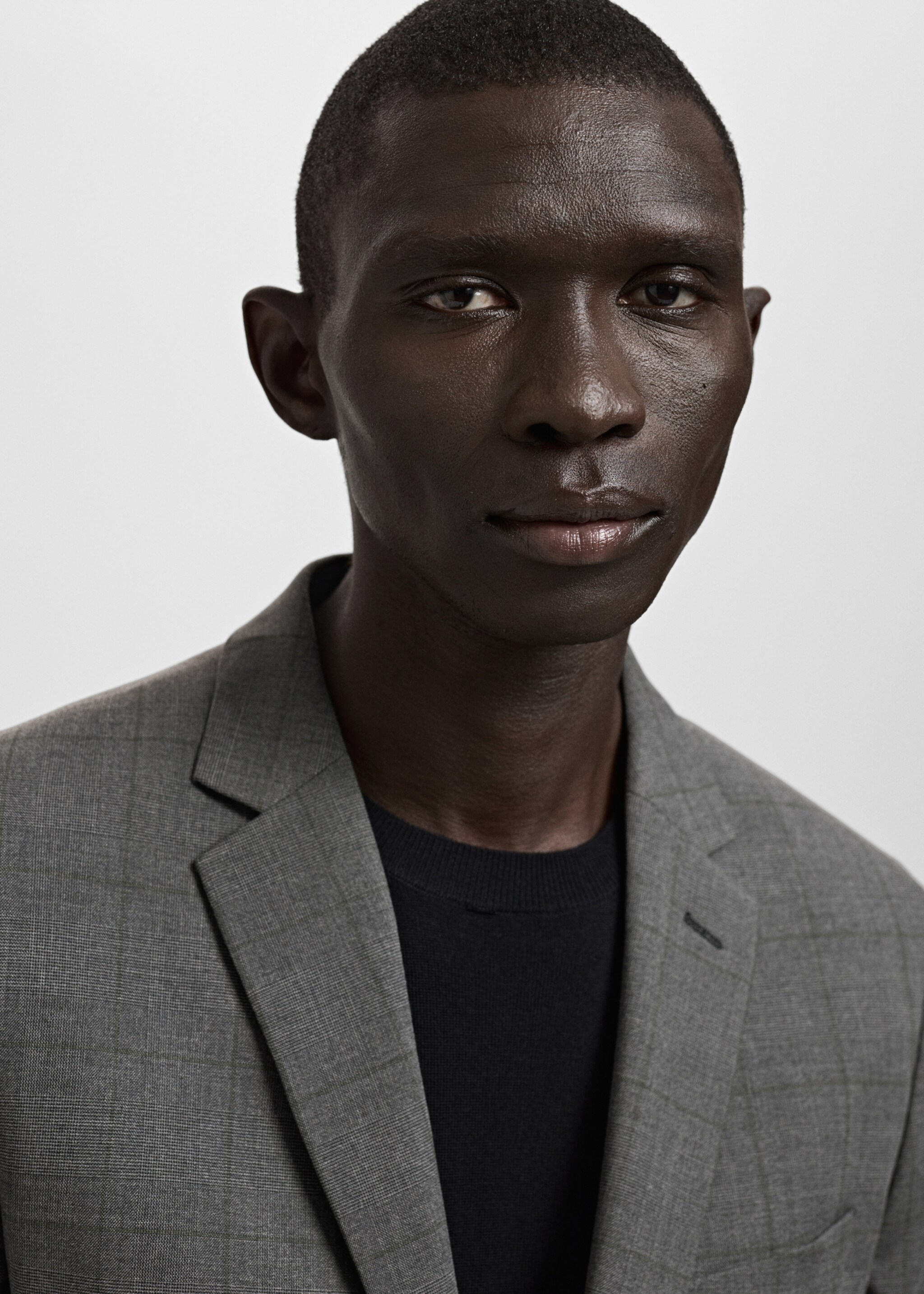 슈퍼 슬림핏 스트레치 패브릭 수트 블레이저 - 상품 내역: 1, 미디엄 헤더 그레이. Ref: 27061224-00.