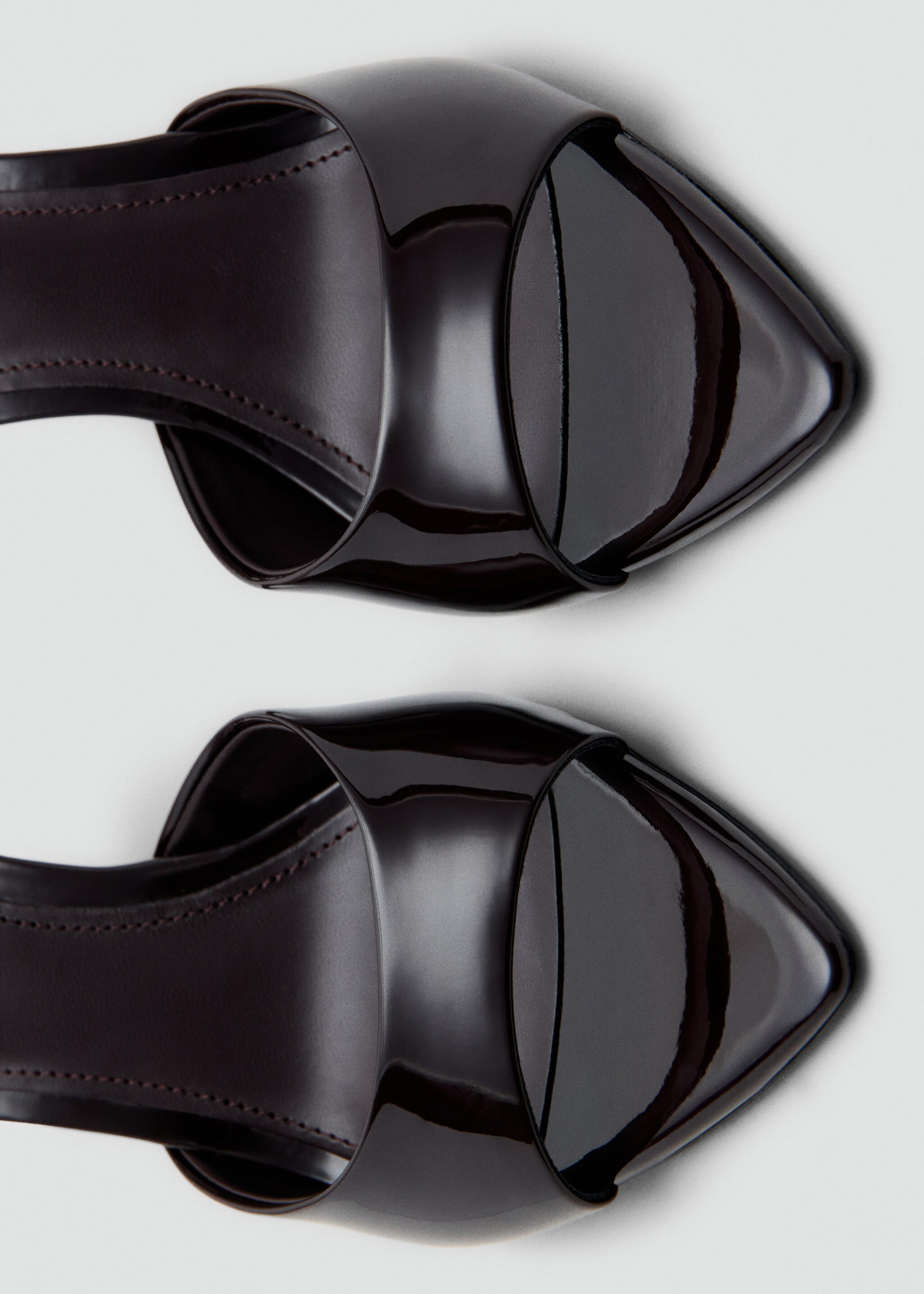 Patent leather high-heeled sandals - Details of the article 1, Burgundy. Ref: 27061228-00.