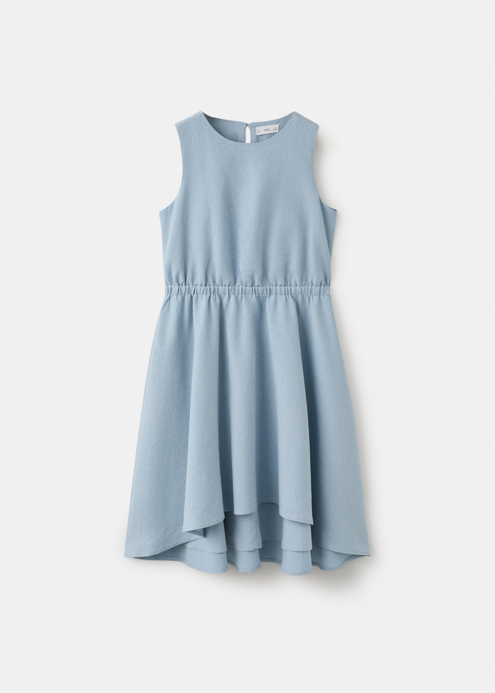 Linen-blend midi dress - Article without model, Blue. Ref: 27061229-00.