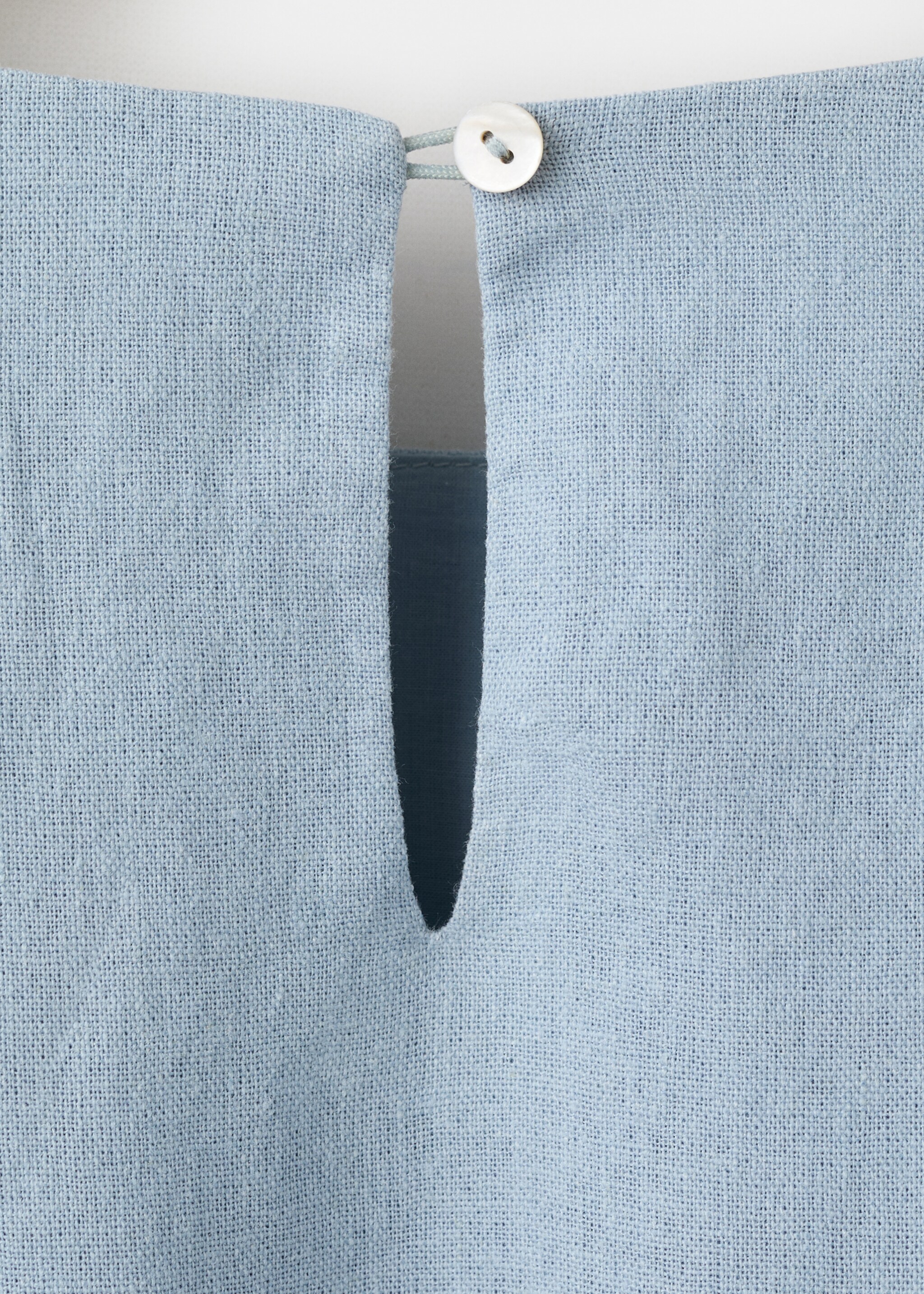 Linen-blend midi dress - Details of the article 0, Blue. Ref: 27061229-00.