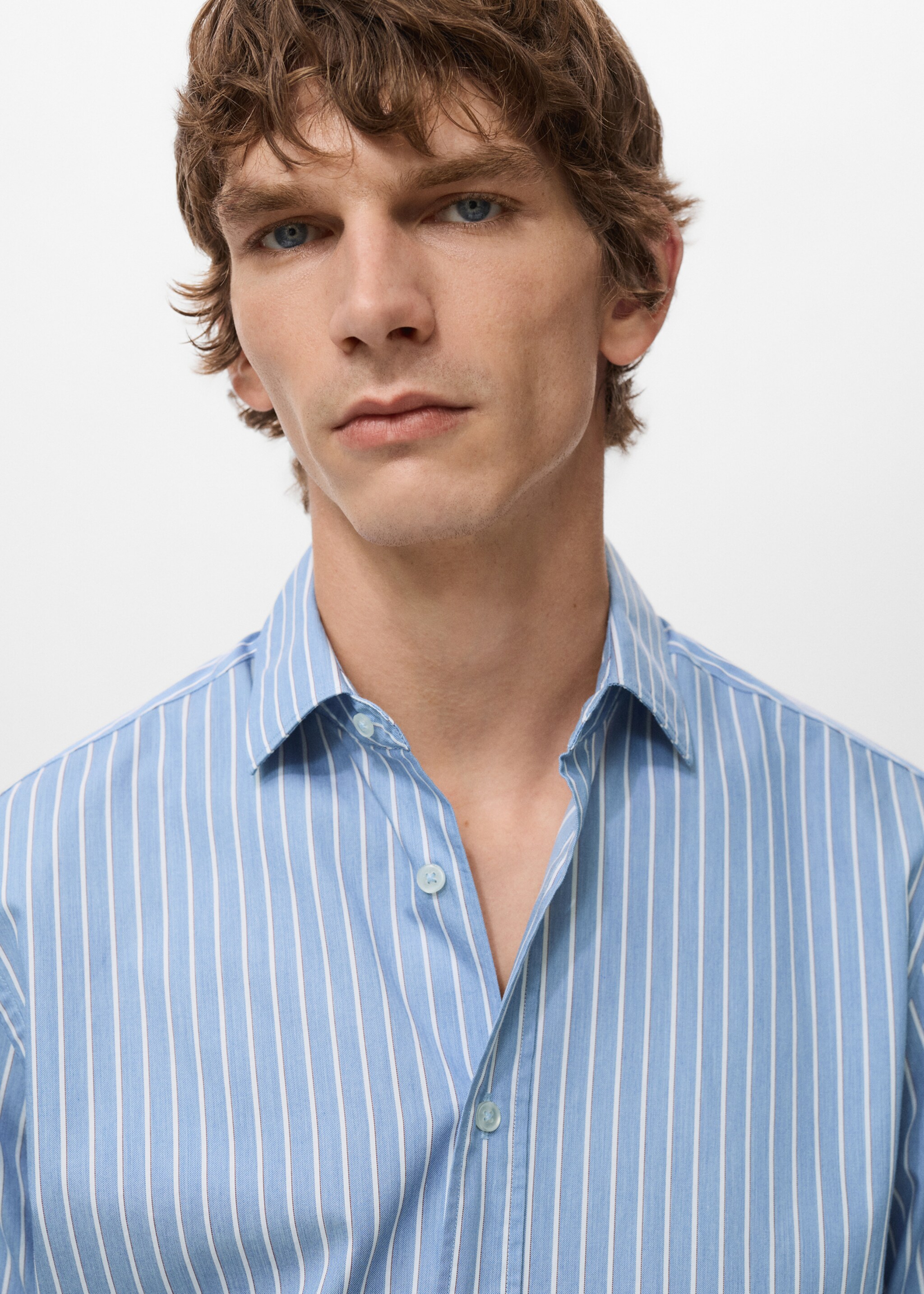 Chemise coton rayures regular-fit - Détail de l'article 1, Bleu. Ref: 27061231-00.