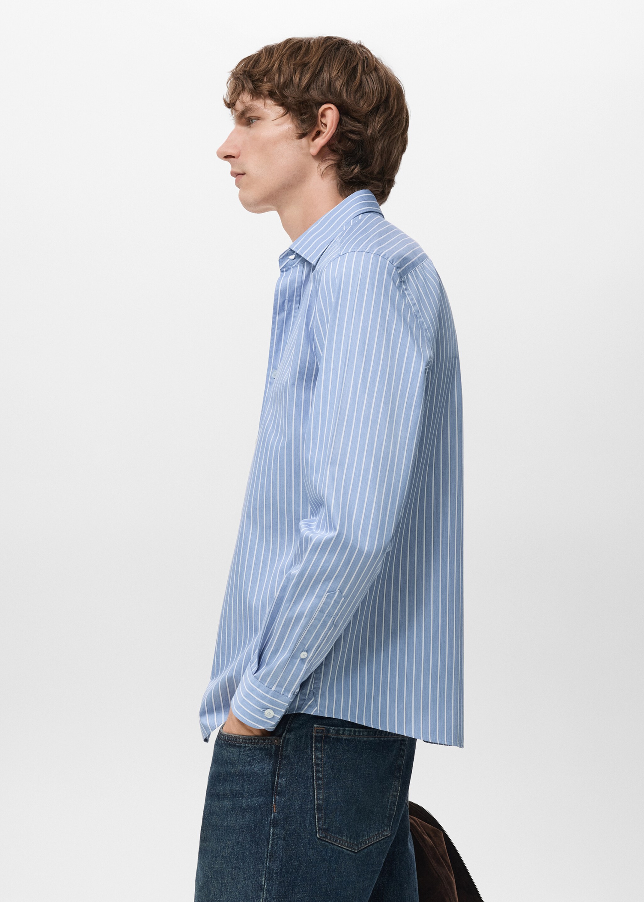 Chemise coton rayures regular-fit - Détail de l'article 2, Bleu. Ref: 27061231-00.