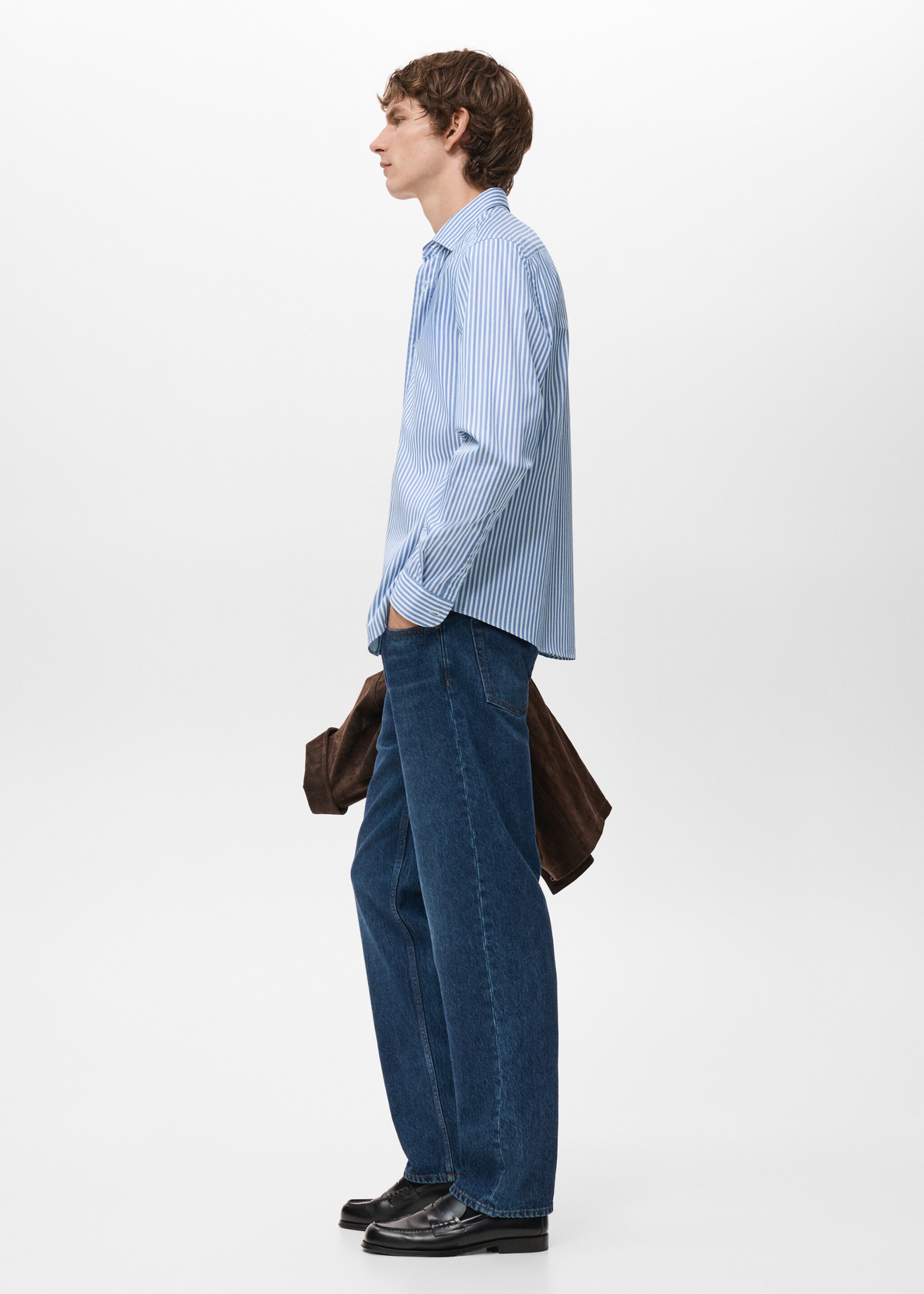 Chemise coton rayures regular-fit - Détail de l'article 2, Bleu encre. Ref: 27061231-00.