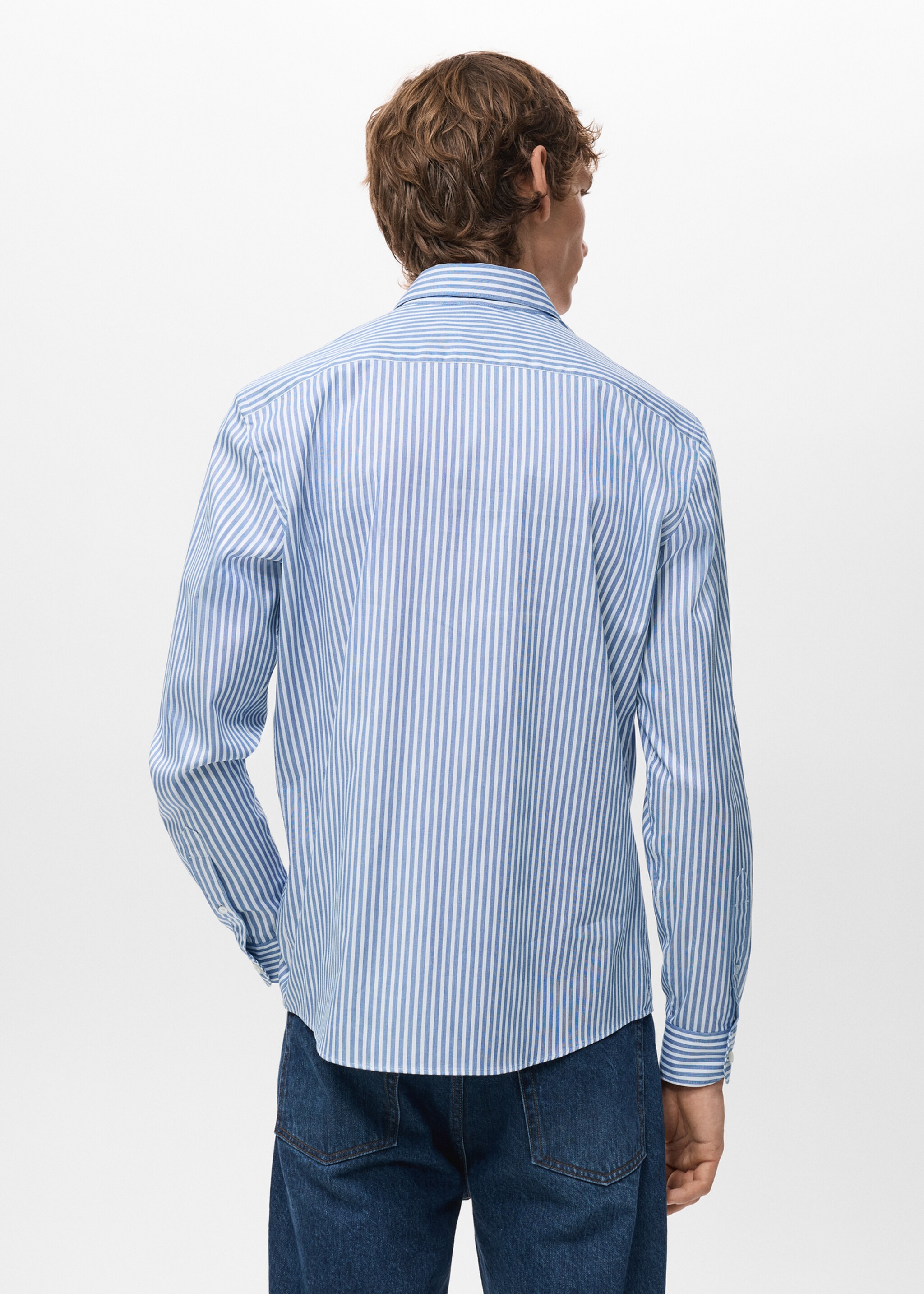 Chemise coton rayures regular-fit - Verso de l’article, Bleu encre. Ref: 27061231-00.