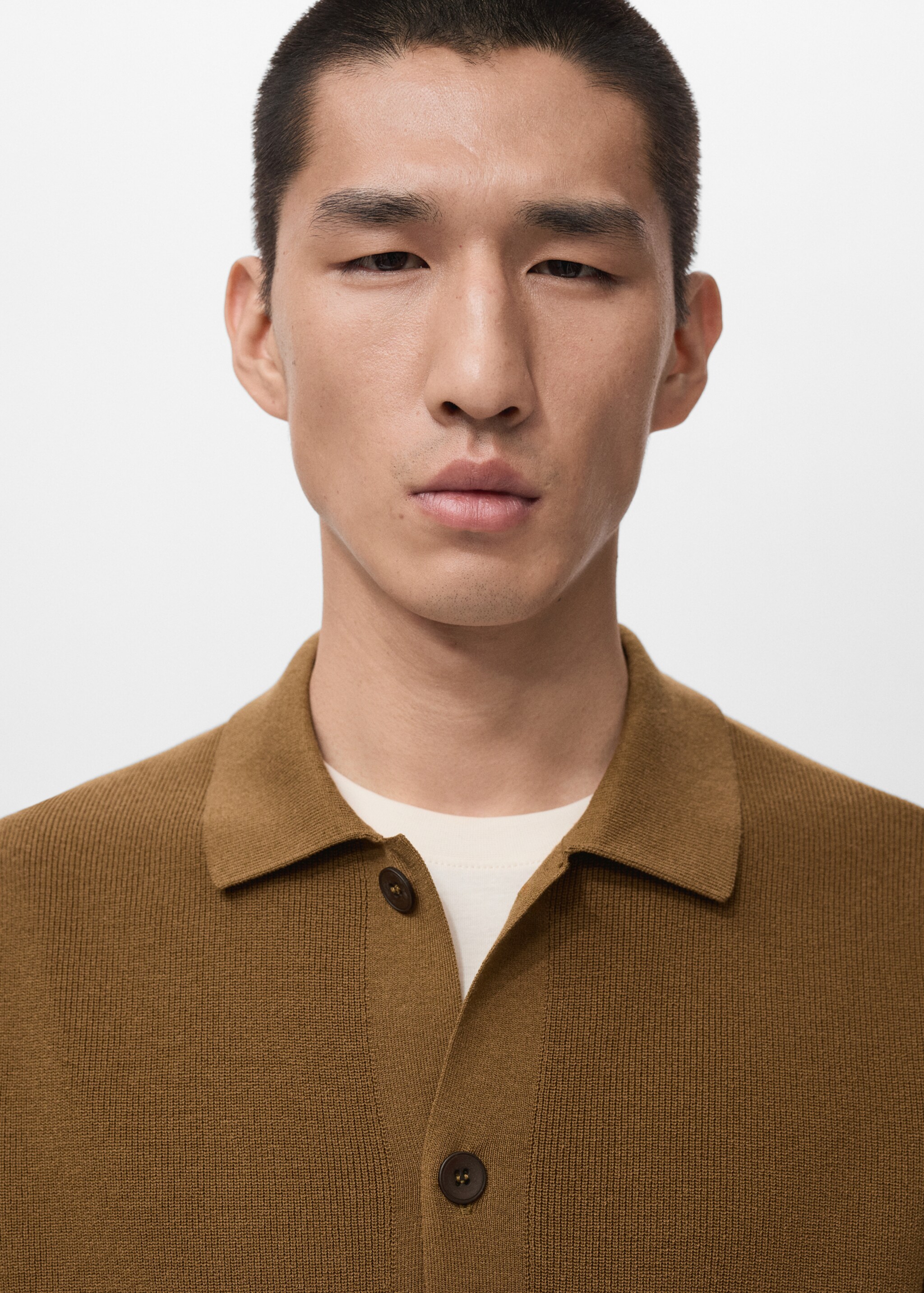 Cotton knit shirt - Details of the article 1, Tobacco Brown. Ref: 27061234-00.