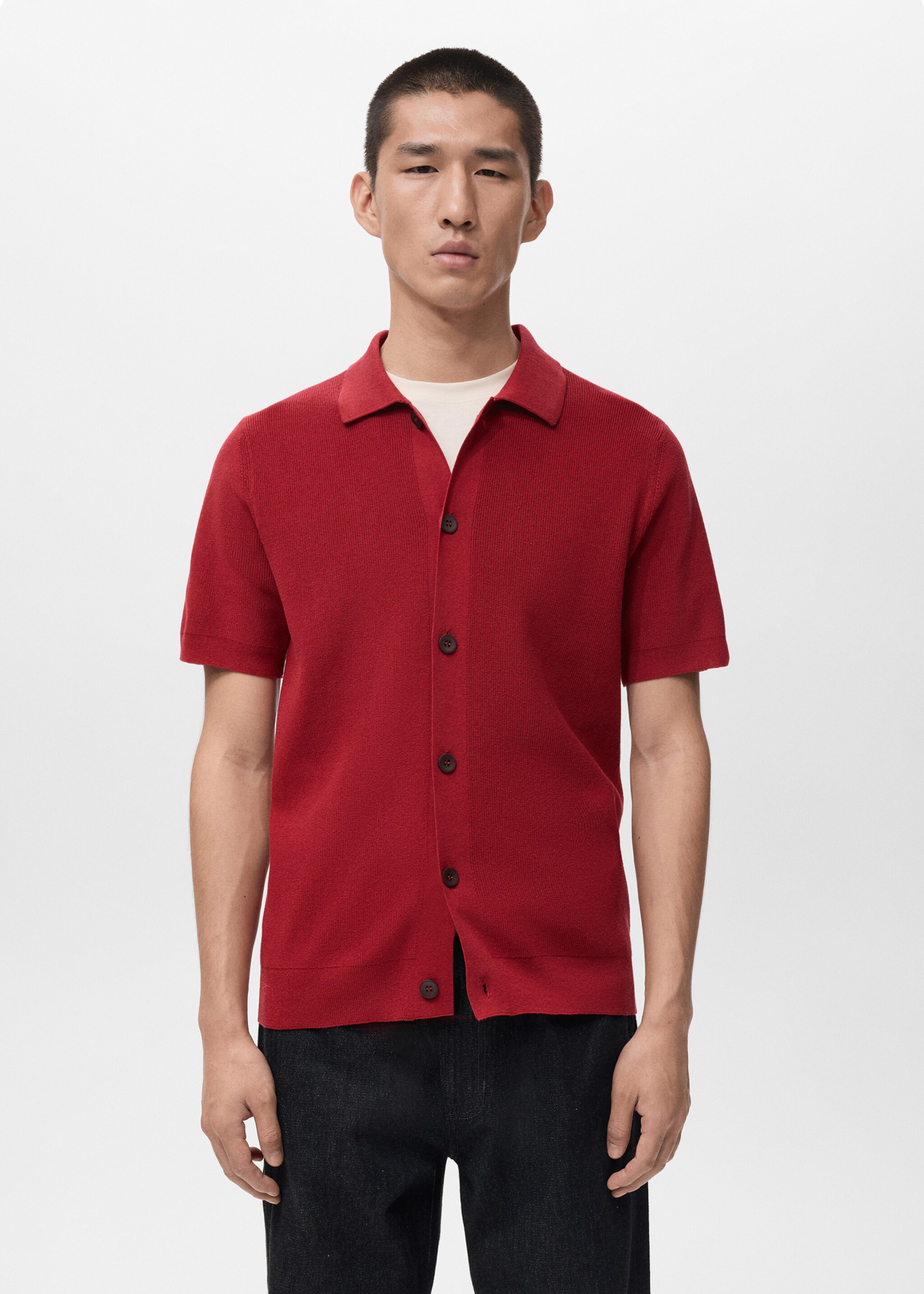 Cotton knit shirt - Medium plane, Red. Ref: 27061234-00.