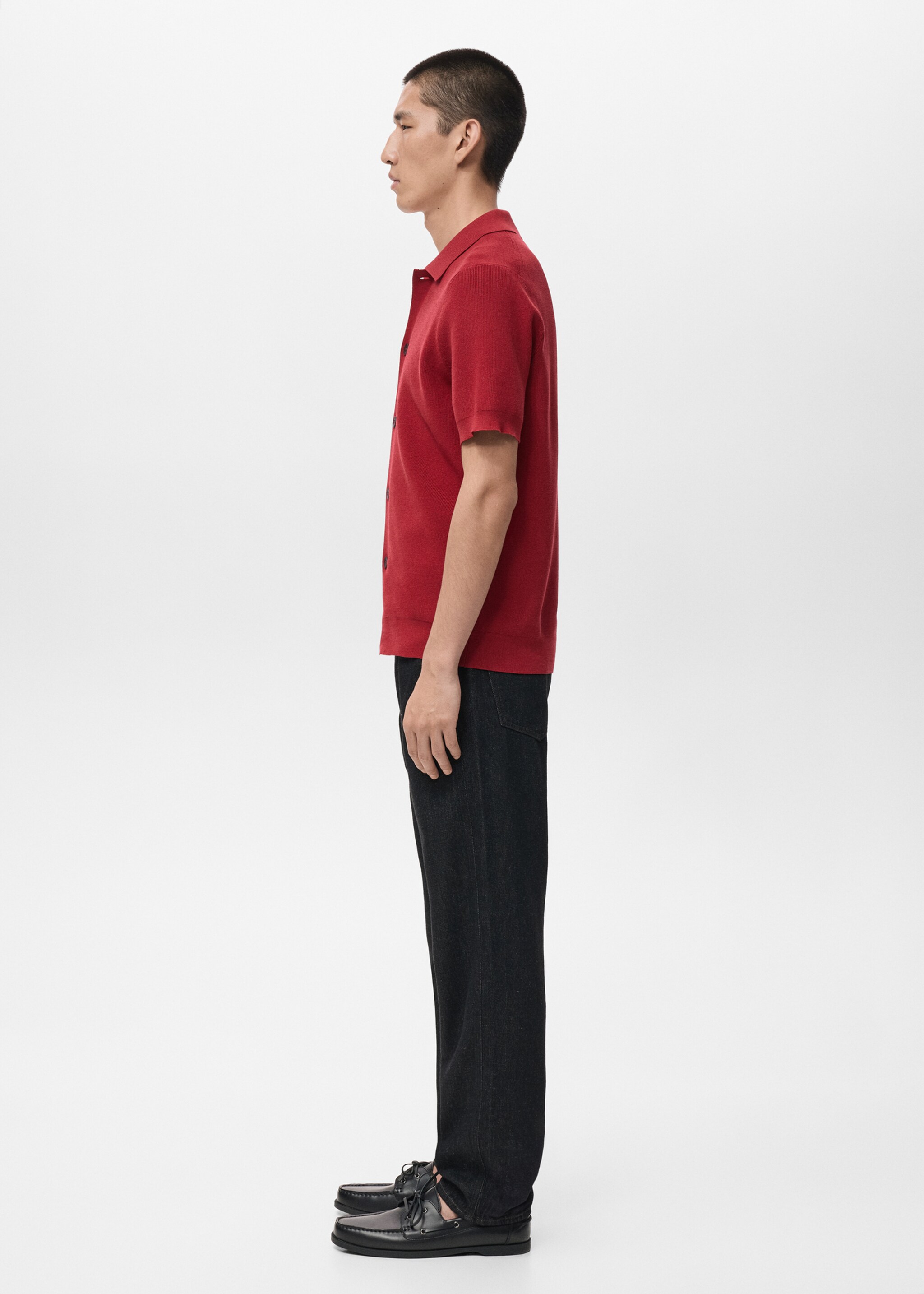 Cotton knit shirt - Details of the article 2, Red. Ref: 27061234-00.