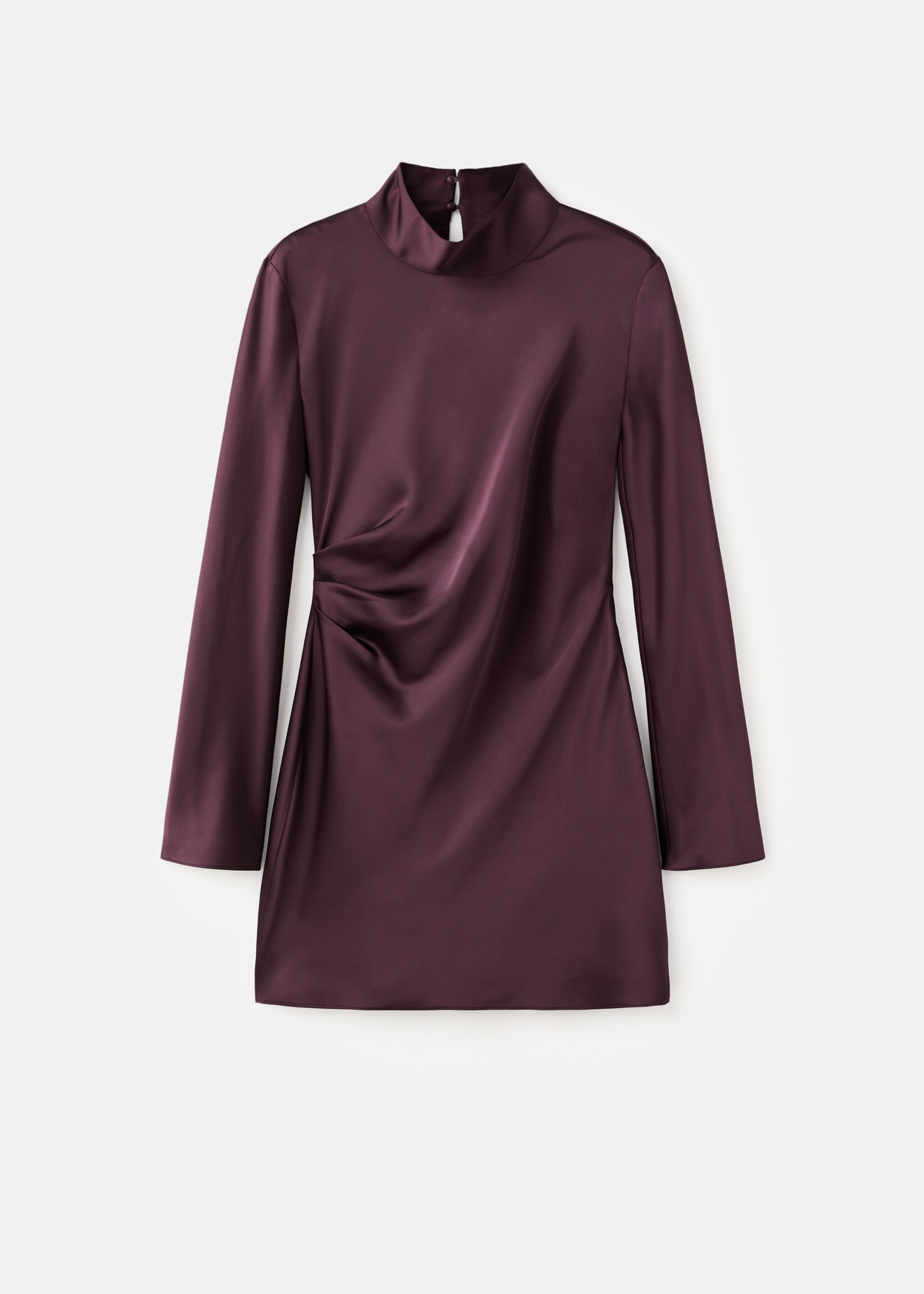 Satin high-neck dress - Article without model, Cherry. Ref: 27061238-00.