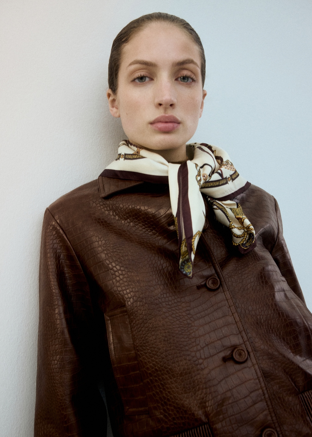 Croc-effect bomber jacket