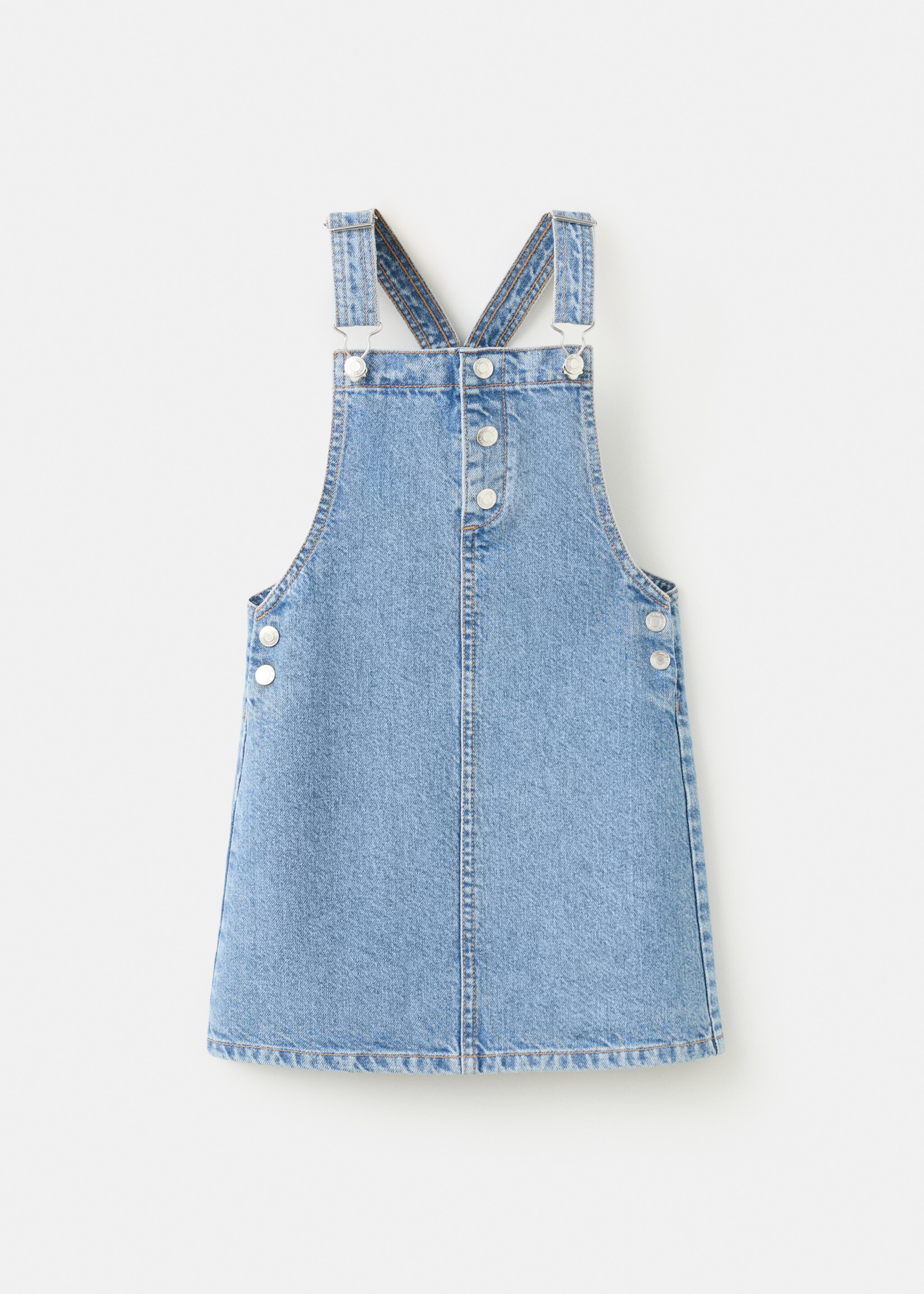 Short denim pinafore - Article without model, Medium Blue. Ref: 27061240-00.