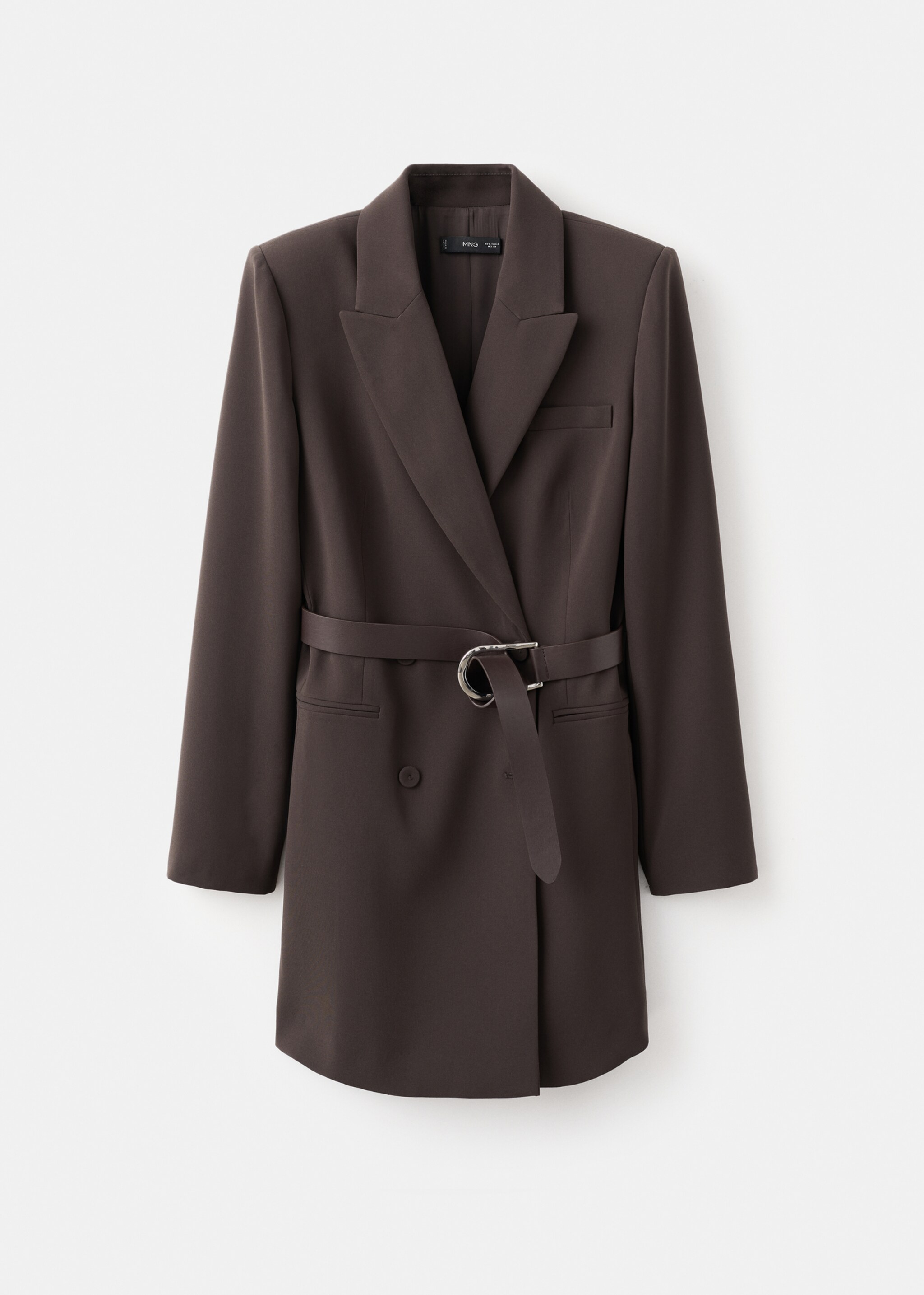 Blazer-style dress with belt - Article without model, Chocolate. Ref: 27061242-00.