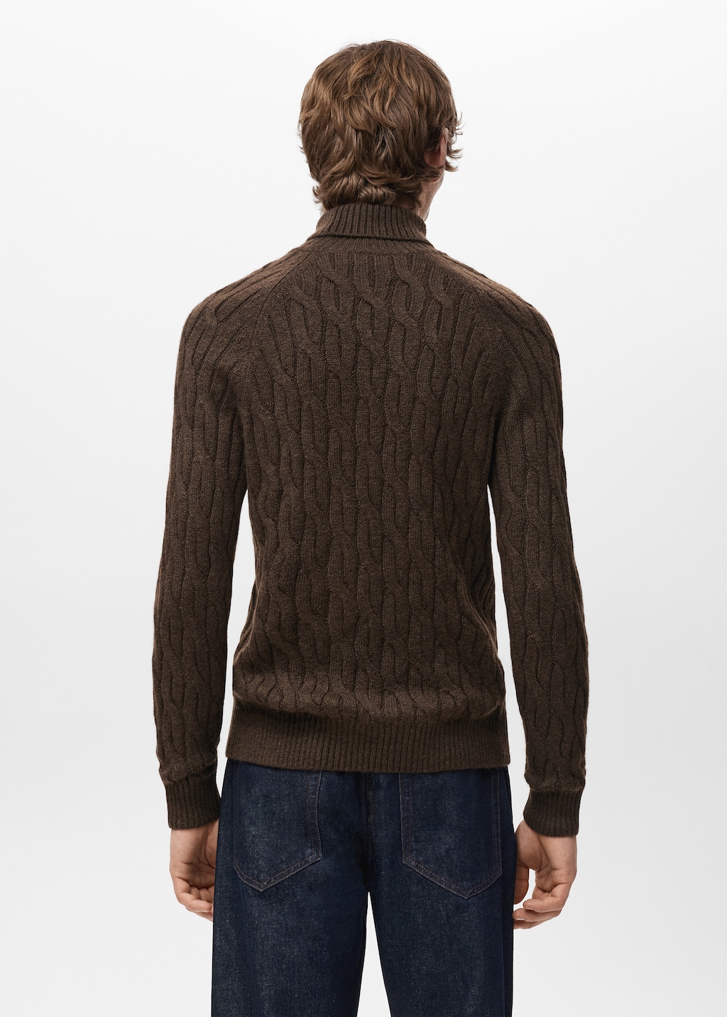 Cable-knit turtleneck sweater