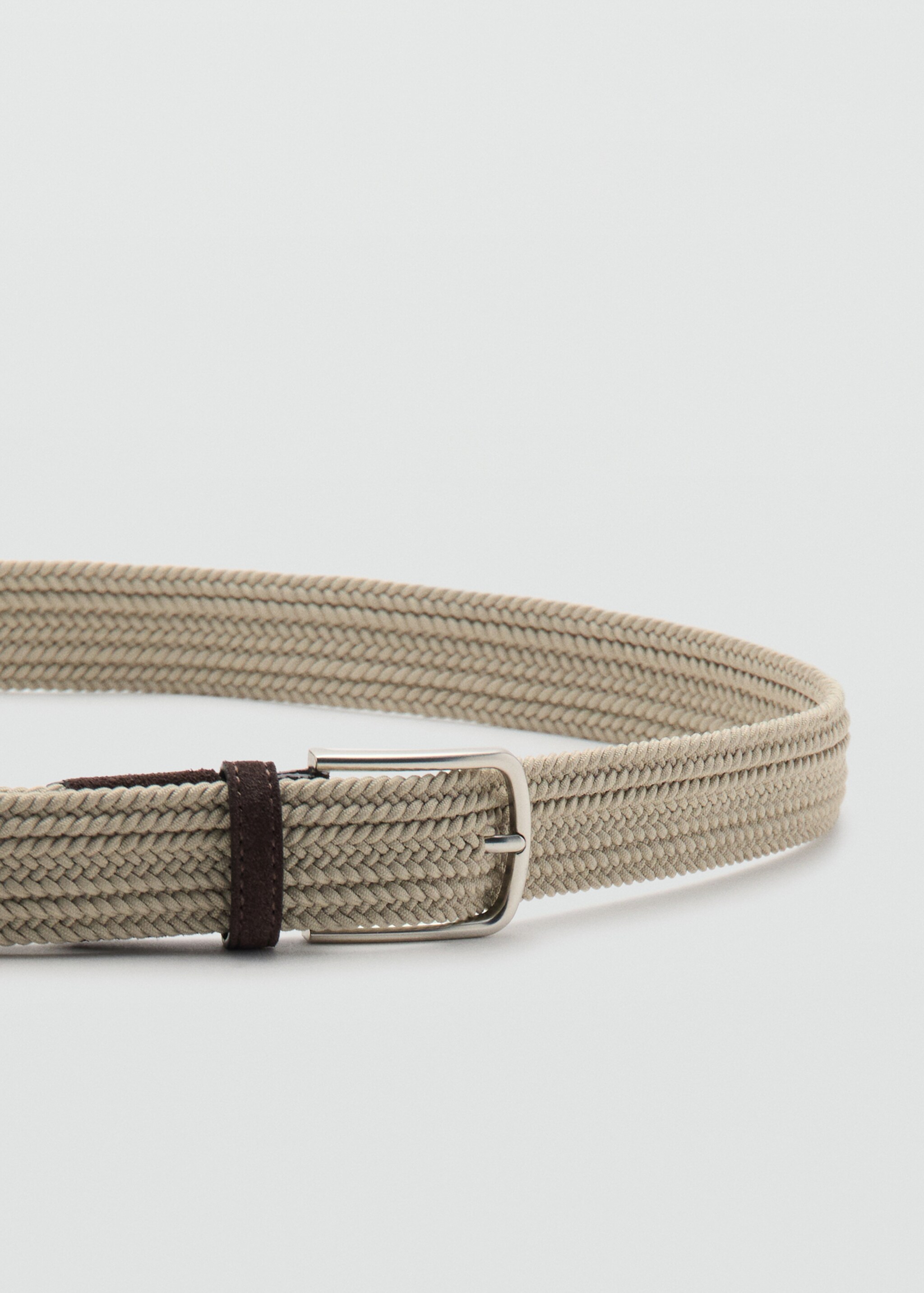 Braided elastic belt - Details of the article 1, Beige. Ref: 27061244-00.
