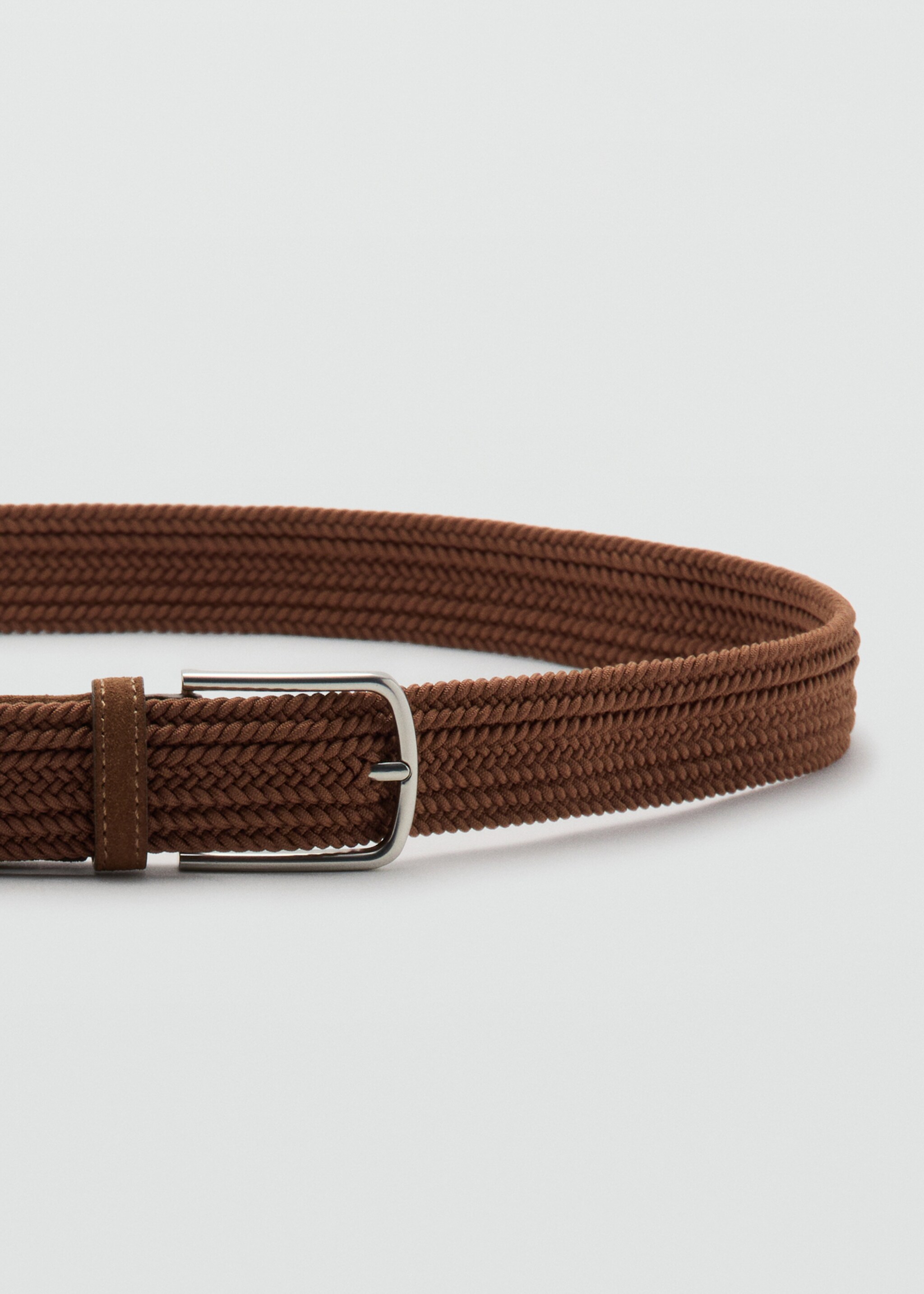 Braided elastic belt - Details of the article 1, Medium Brown. Ref: 27061244-00.