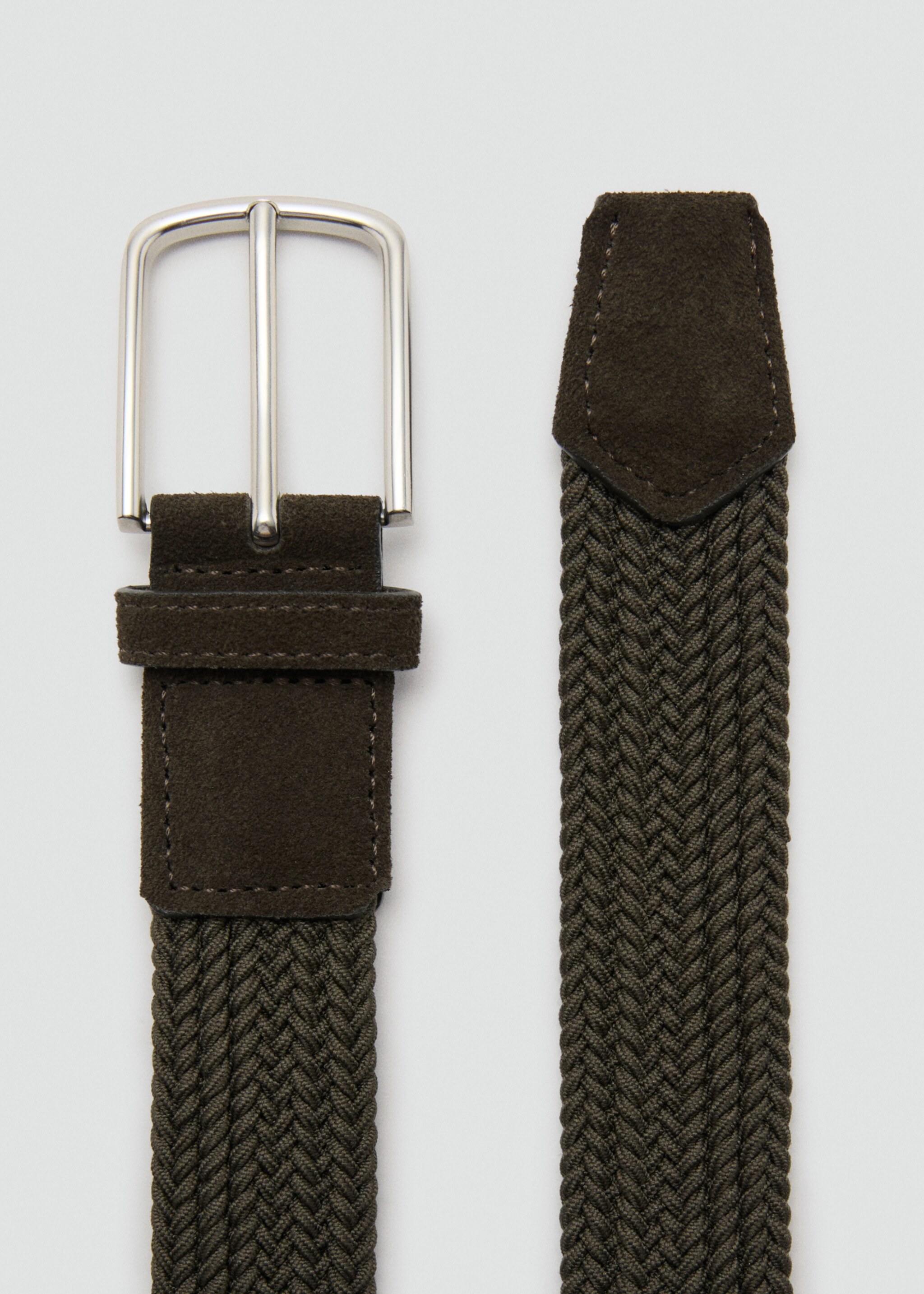 Braided elastic belt - Medium plane, Khaki. Ref: 27061244-00.