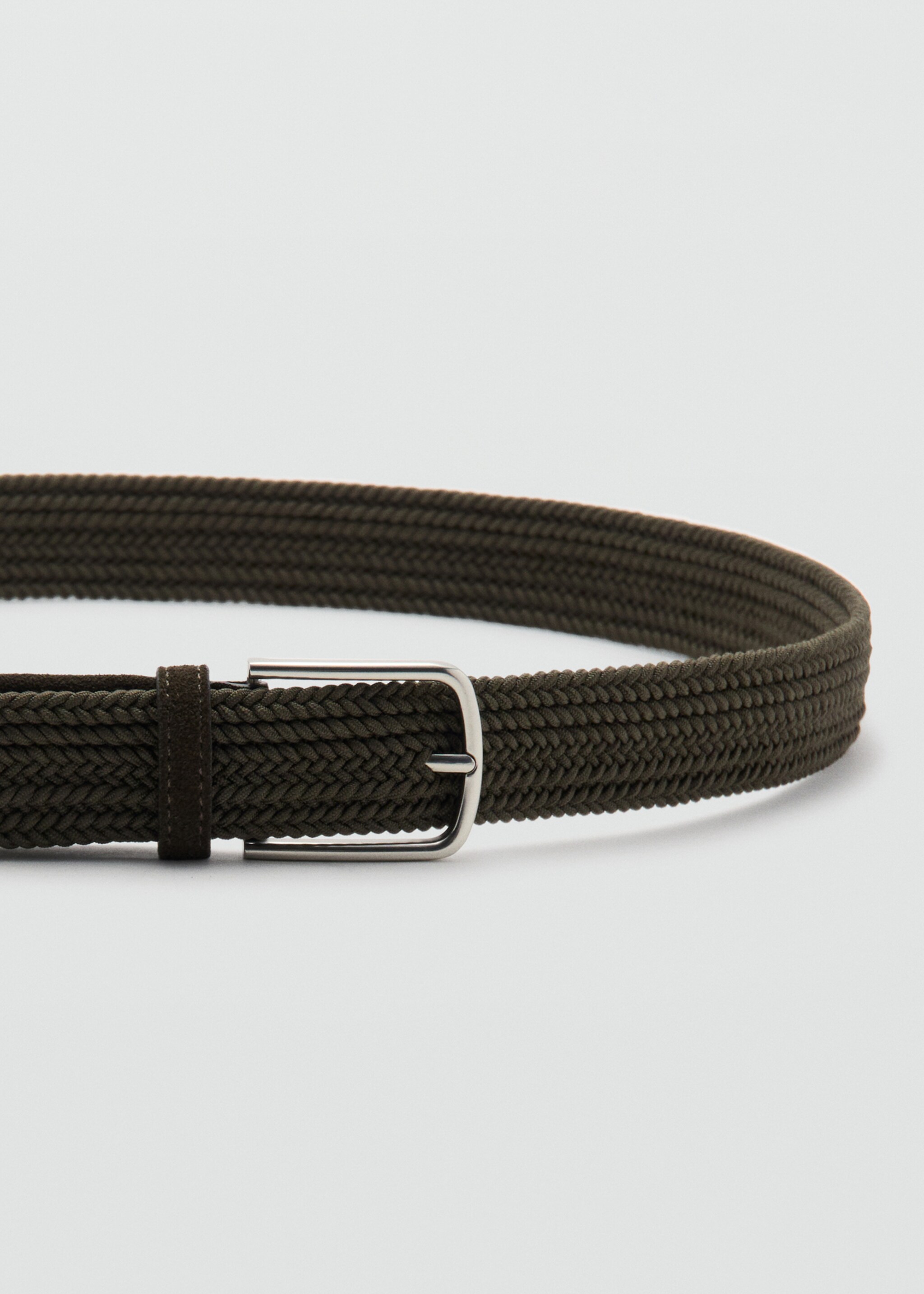 Braided elastic belt - Details of the article 1, Khaki. Ref: 27061244-00.