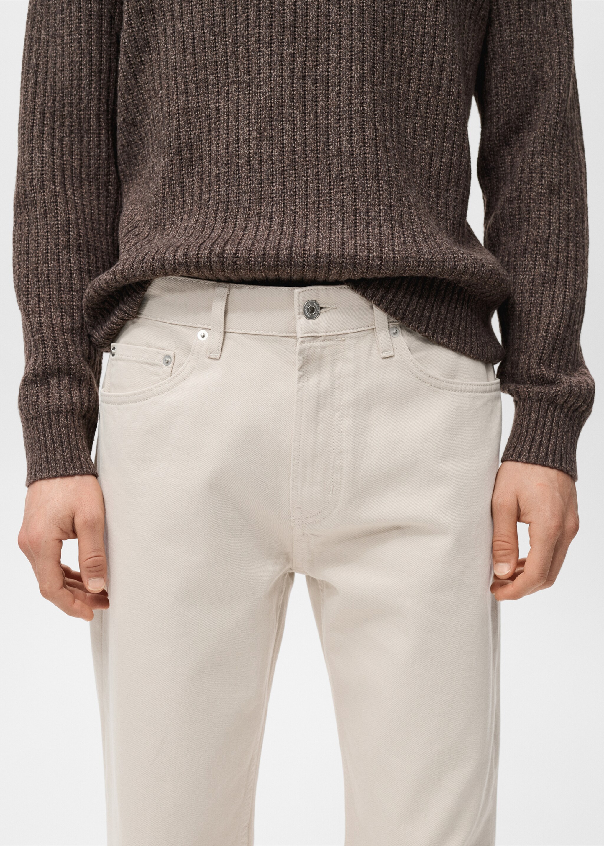 Moby straight-fit jeans - Details of the article 1, Ecru. Ref: 27061247-00.