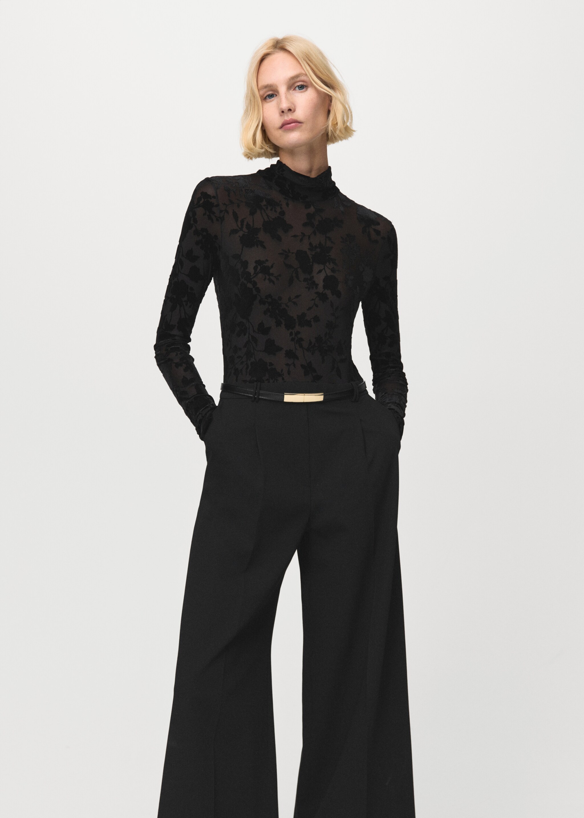 Jacquard jumpsuit - Details of the article 1, Black. Ref: 27061248-00.