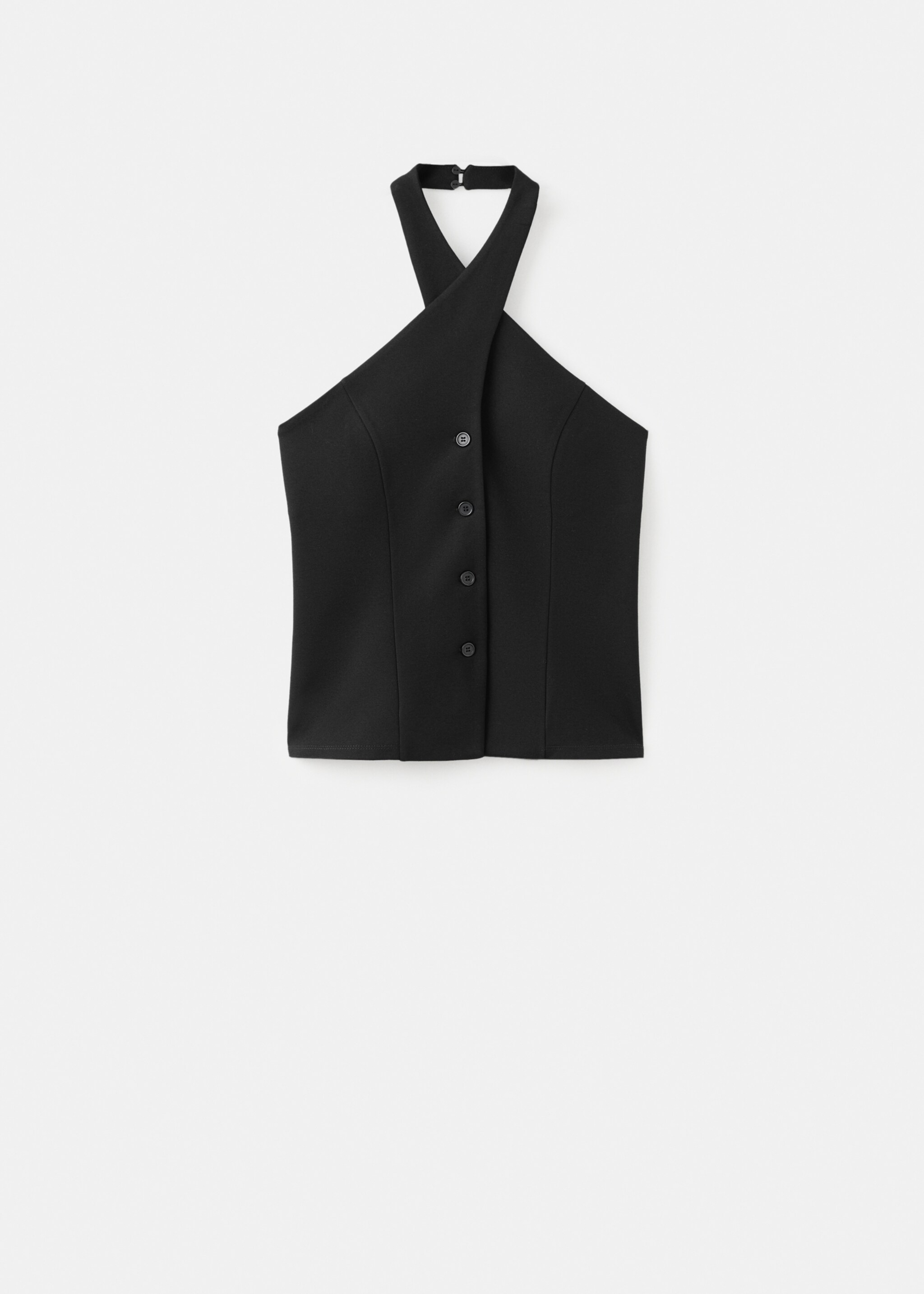 Halter-neck gilet with buttons - Article without model, Black. Ref: 27061249-00.