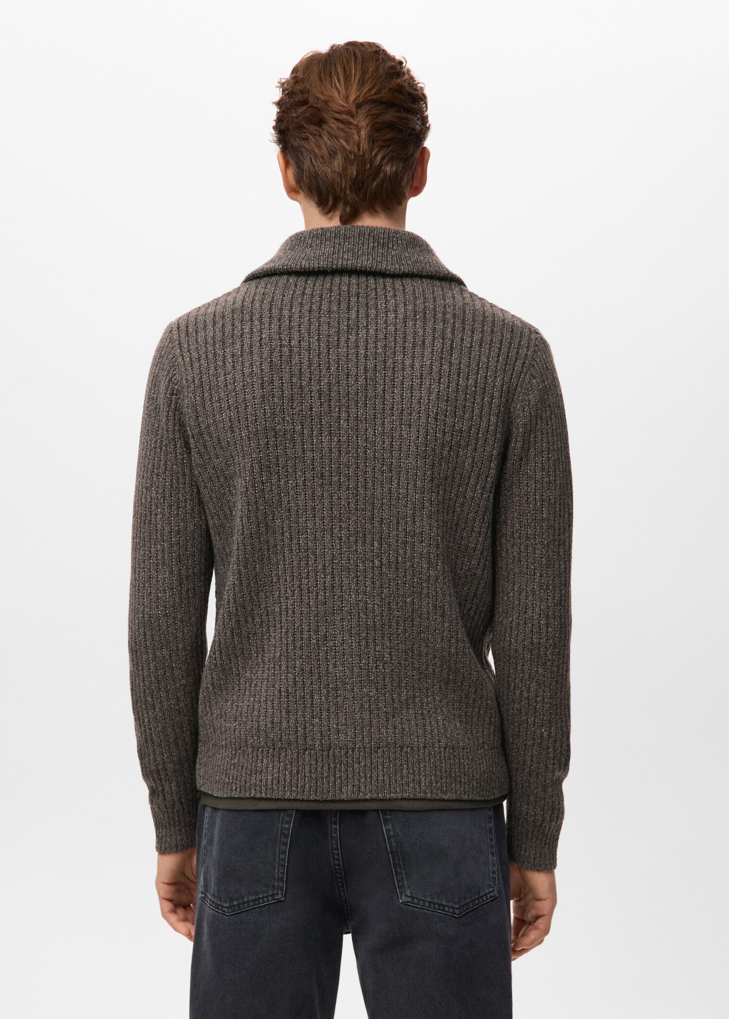 Ribbed-knit cardigan with zip - Reverse of the article