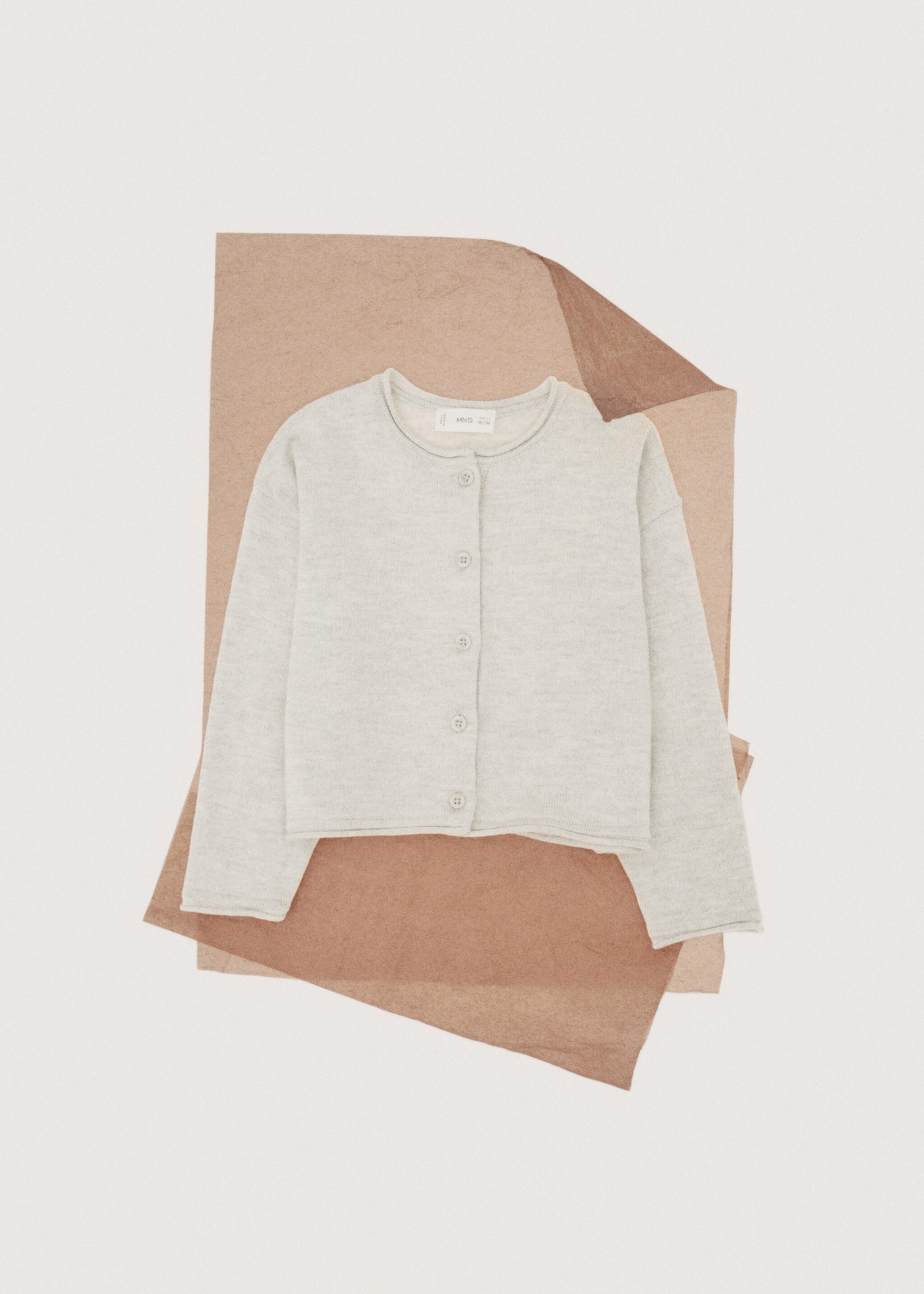 Knitted button cardigan - Details of the article 7, Light Heather Grey. Ref: 27061253-00.