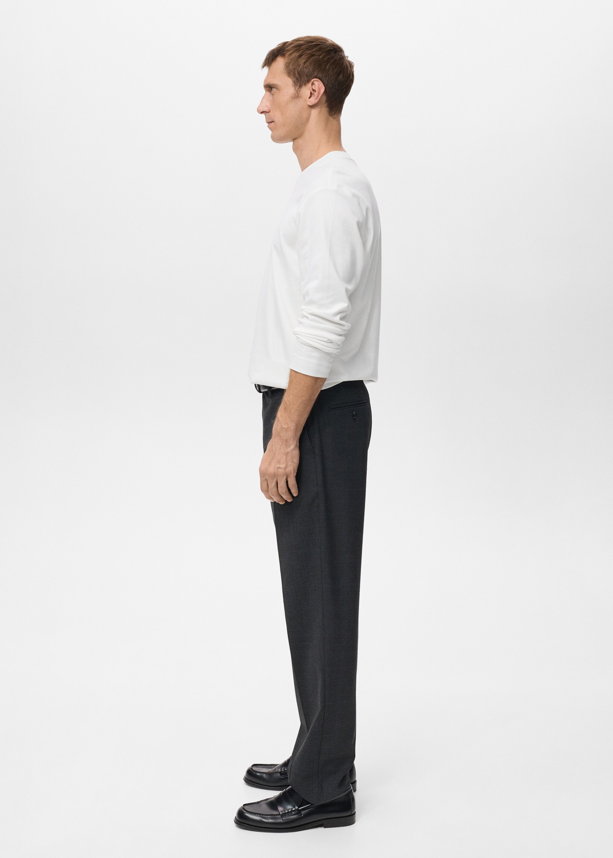 Long sleeve regular fit T-shirt - Details of the article 6, White. Ref: 27061254-00.
