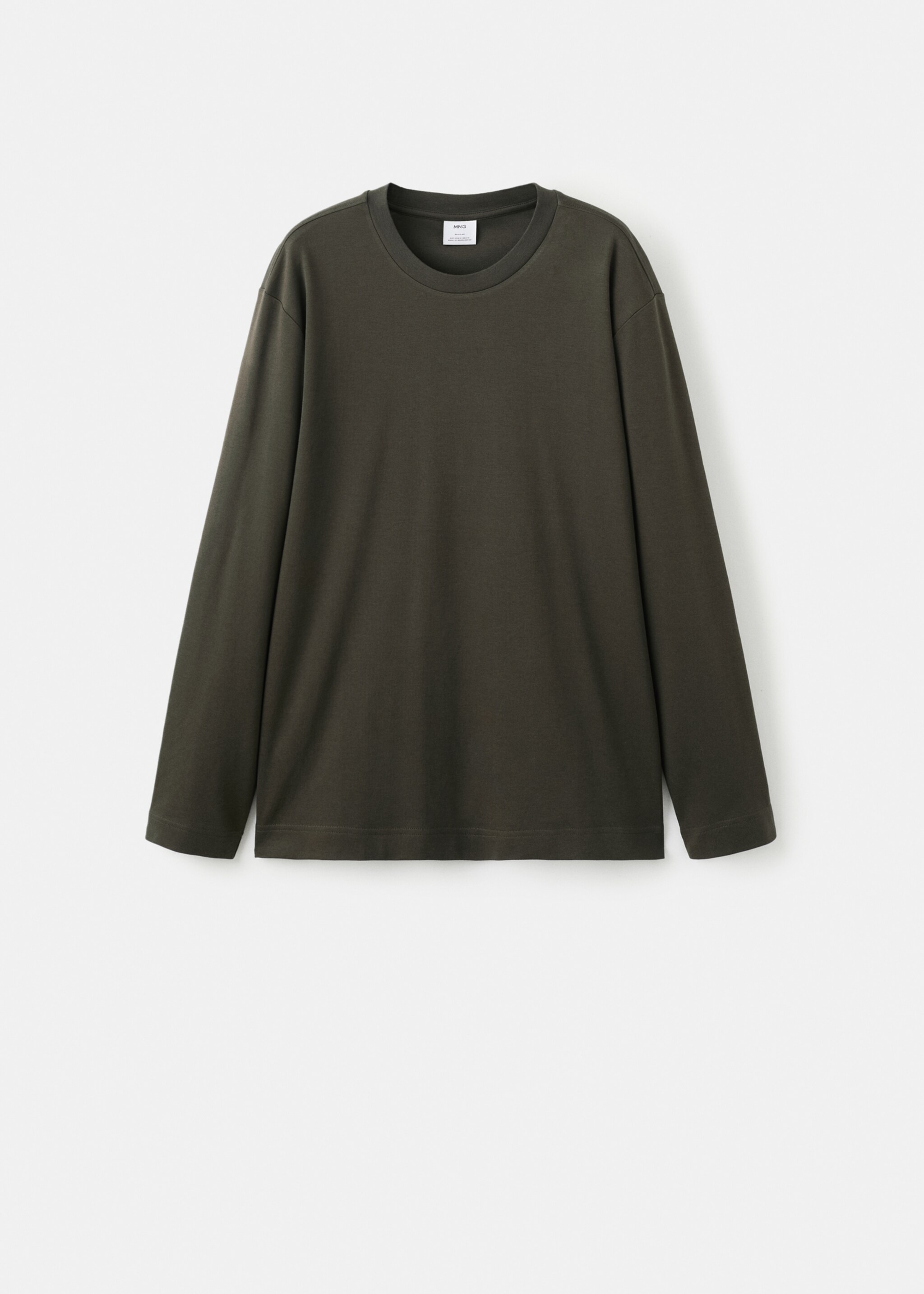 Long sleeve regular fit T-shirt - Article without model, Chocolate. Ref: 27061254-00.