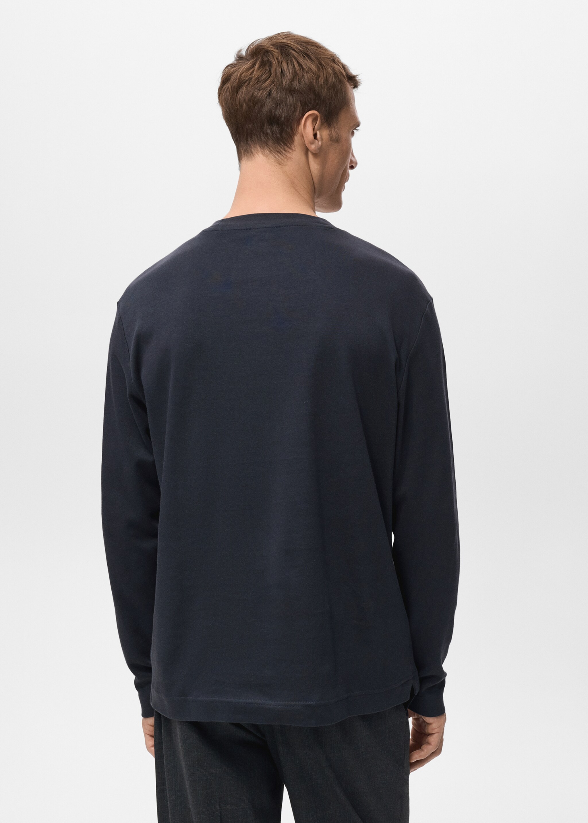 Long sleeve regular fit T-shirt - Reverse of the article, Navy. Ref: 27061254-00.