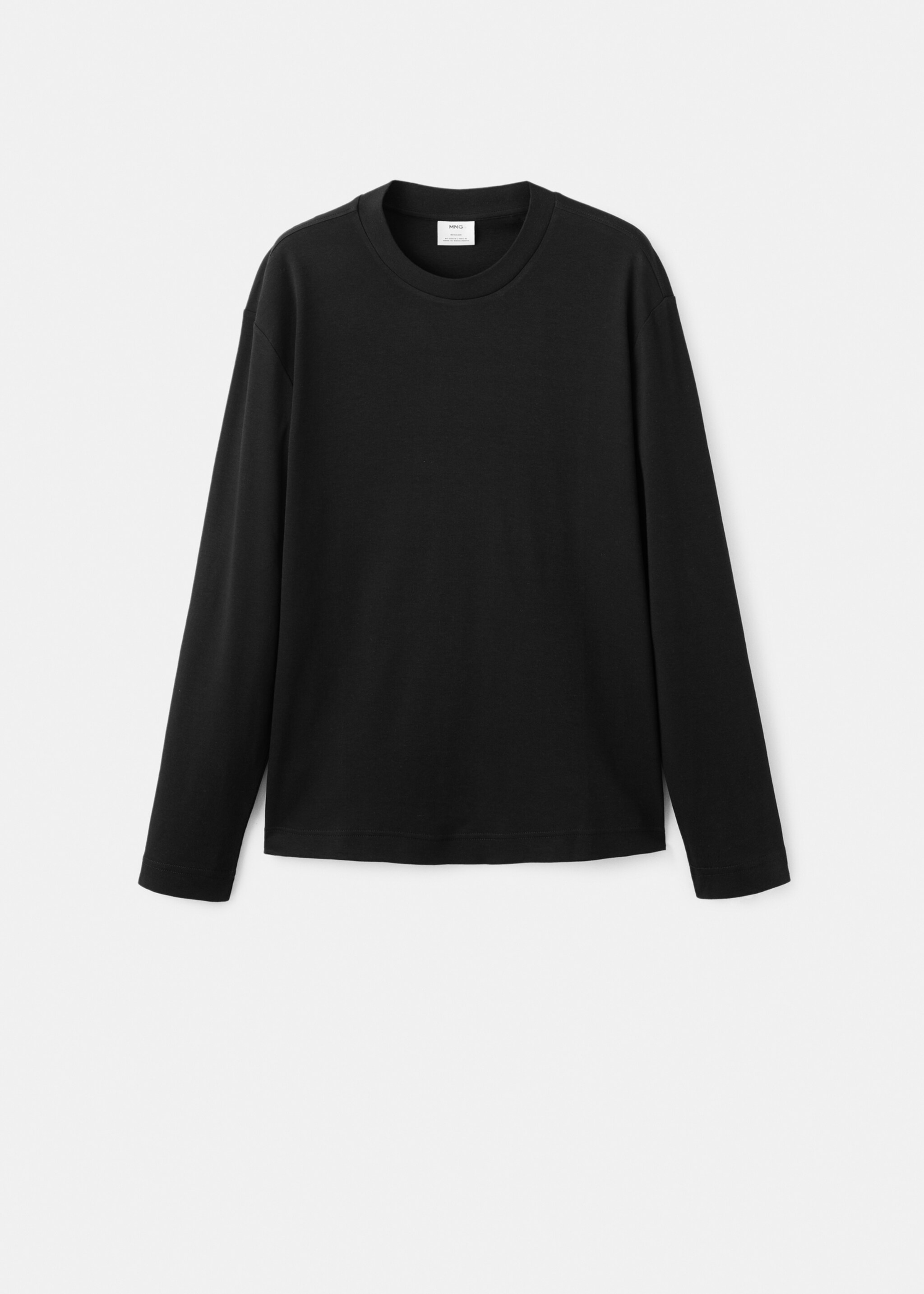 Long sleeve regular fit T-shirt - Article without model, Black. Ref: 27061254-00.
