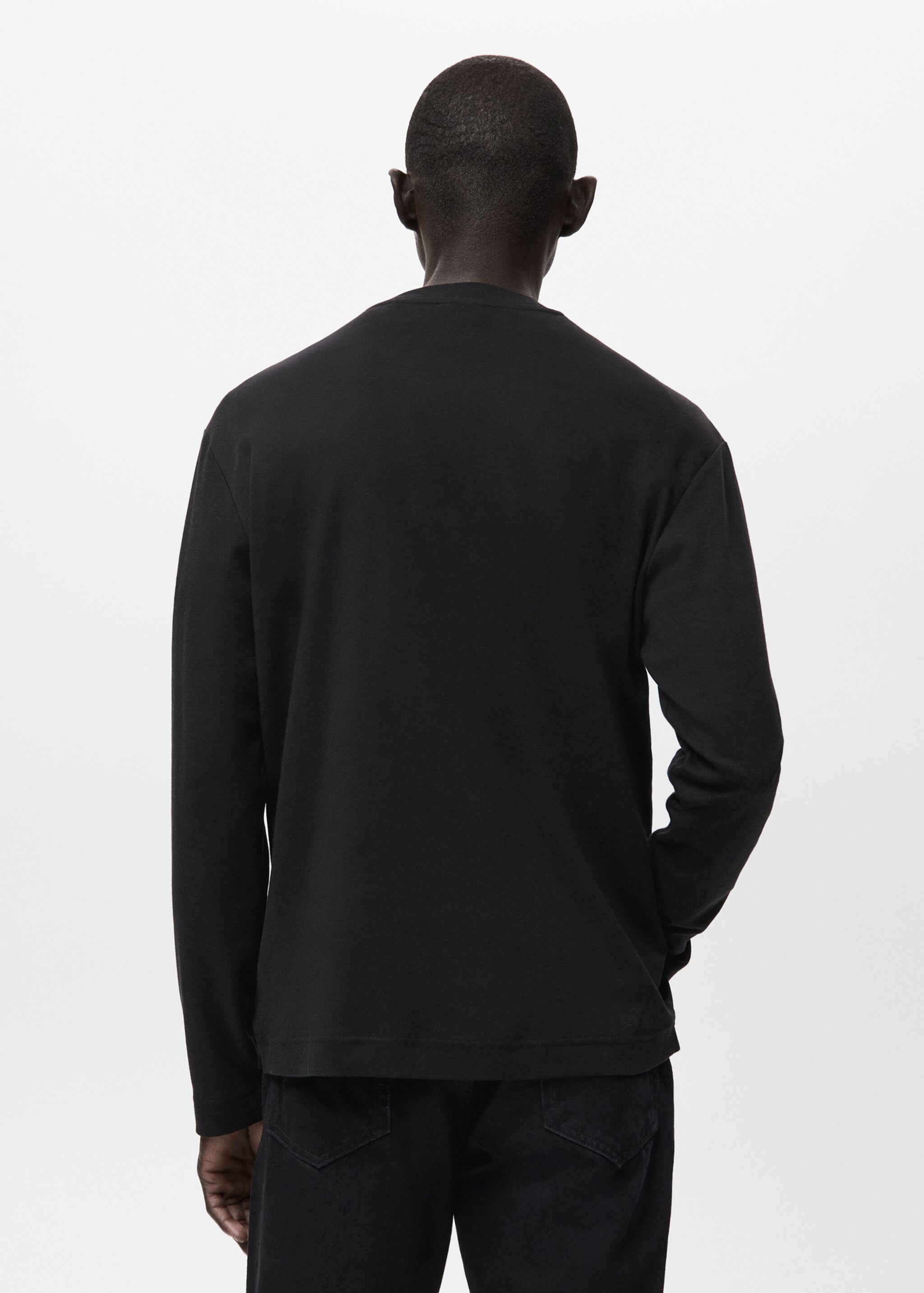 Long sleeve regular fit T-shirt - Reverse of the article, Black. Ref: 27061254-00.