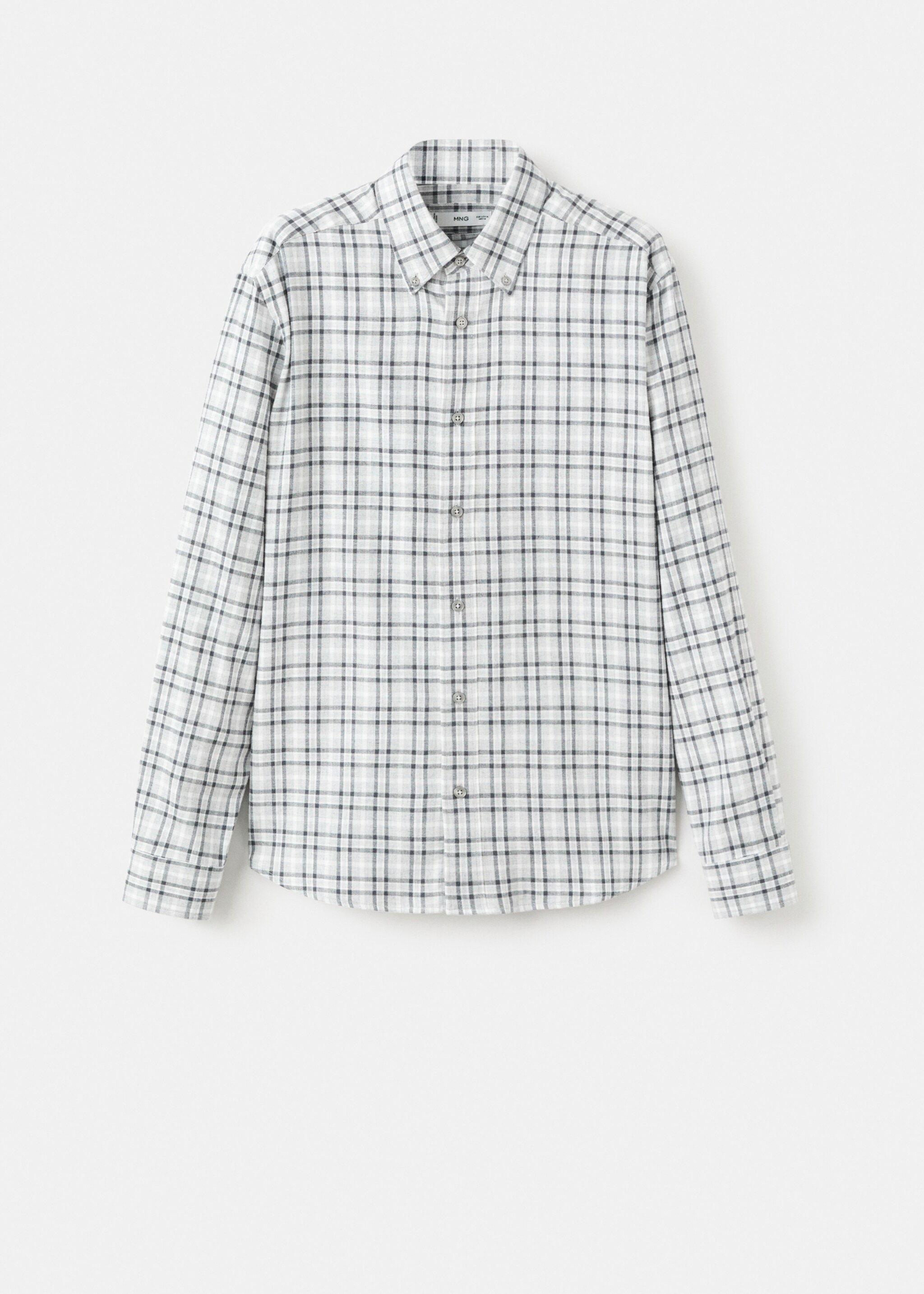 Regular Fit Plaid Flannel Shirt - Article without model, Light Heather Grey. Ref: 27061258-00.