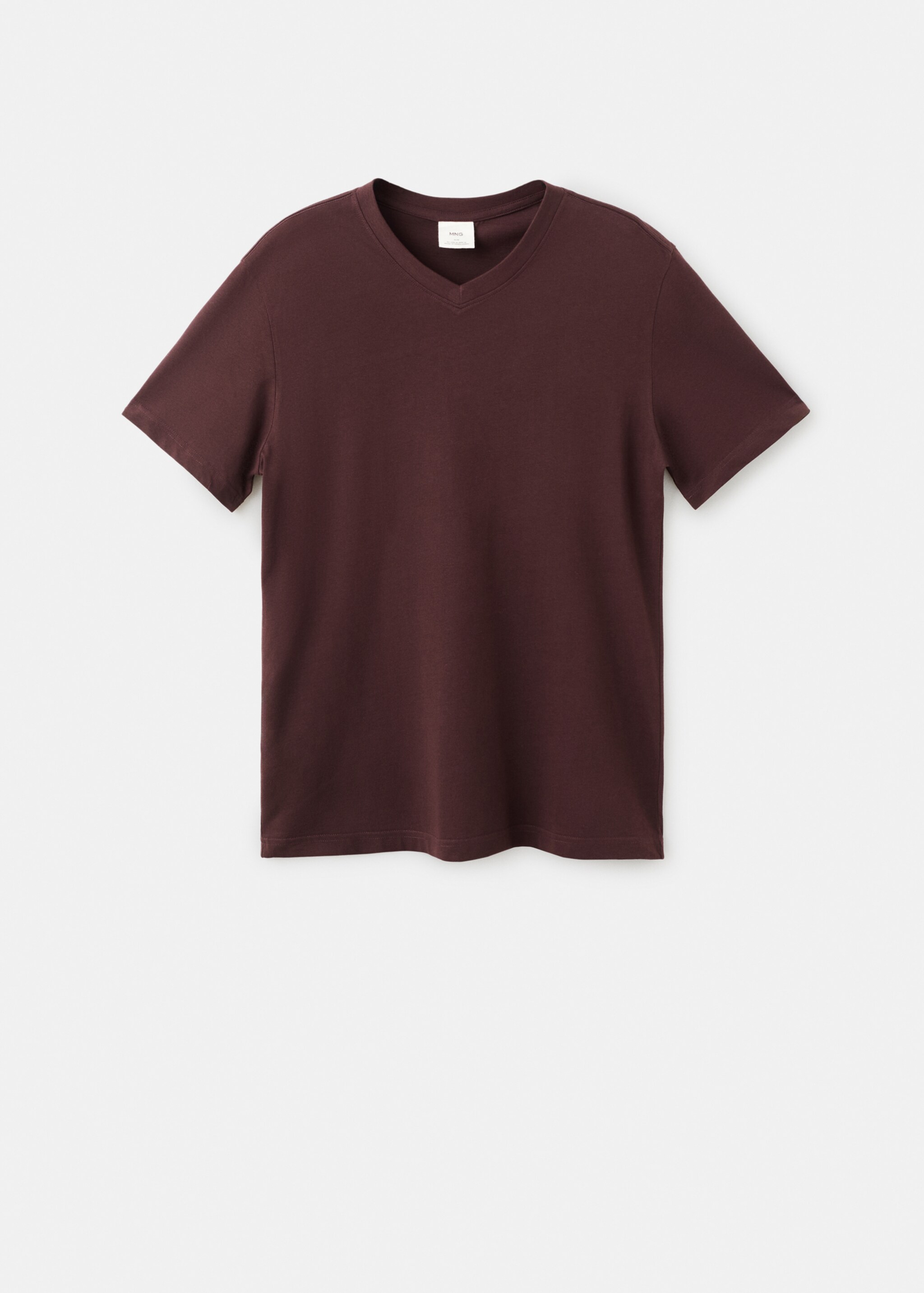 T-shirt 100 % coton col V slim-fit - Article sans modèle, Bordeaux. Ref: 27061261-00.
