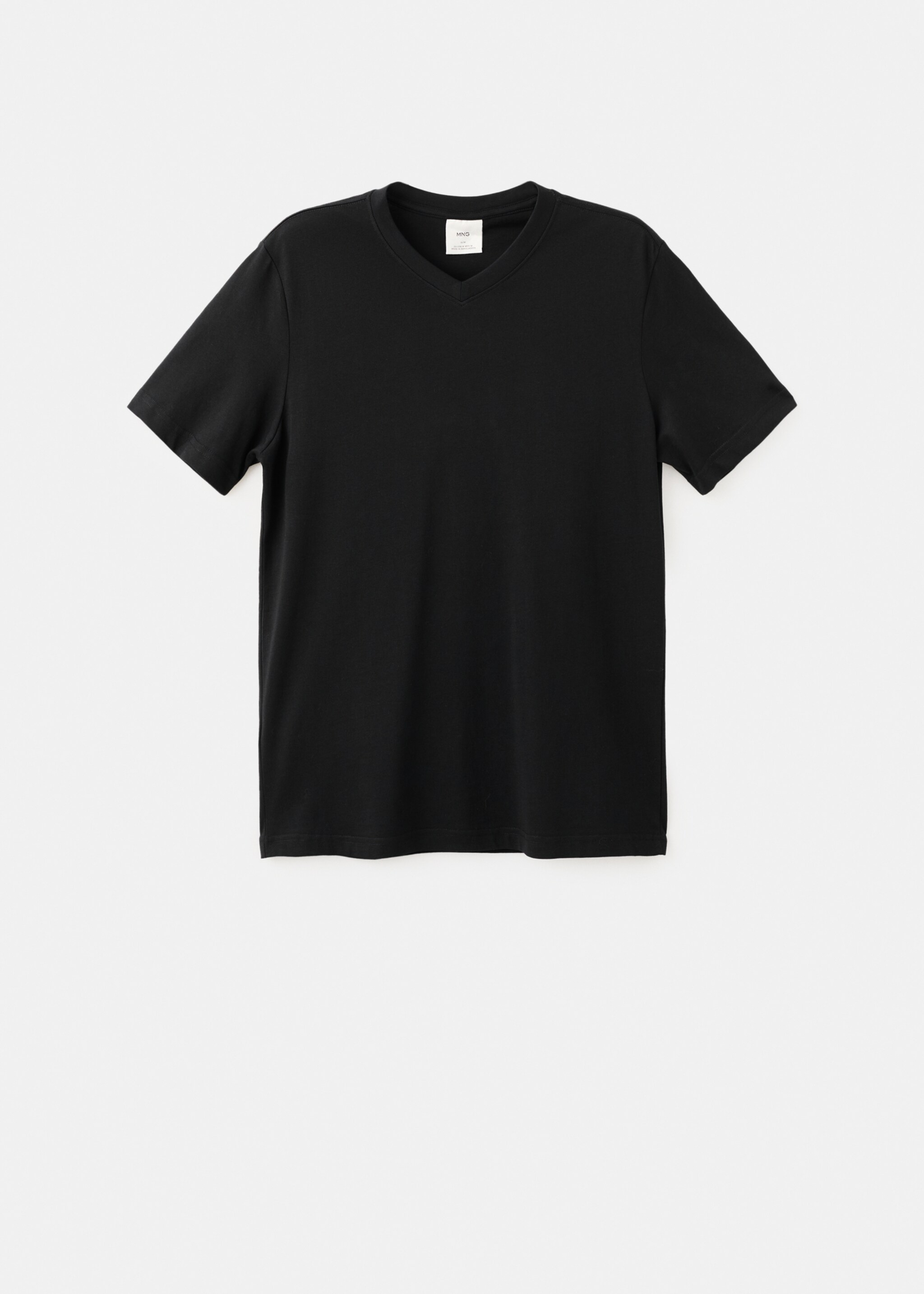 T-shirt 100 % coton col V slim-fit - Article sans modèle, Noir. Ref: 27061261-00.