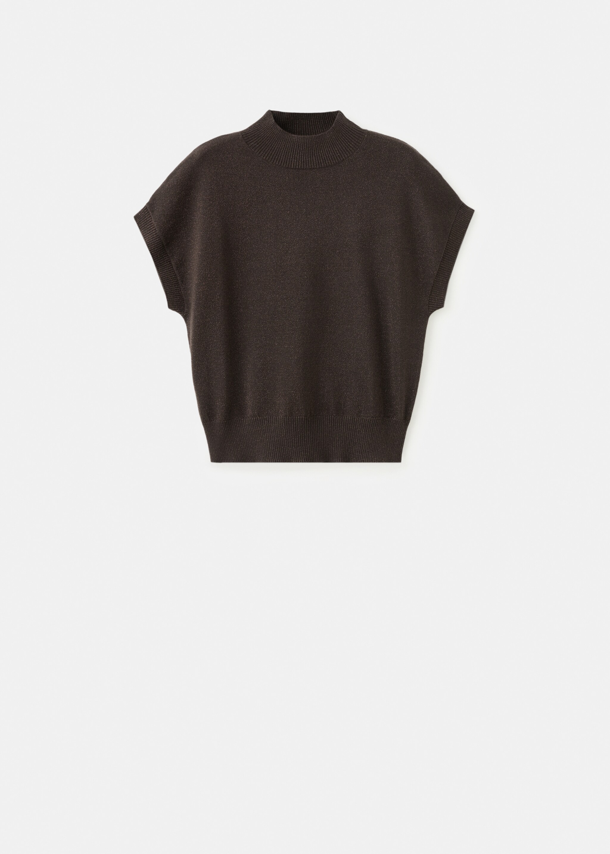 Short-sleeved lurex sweater - Article without model, Chocolate. Ref: 27061262-00.