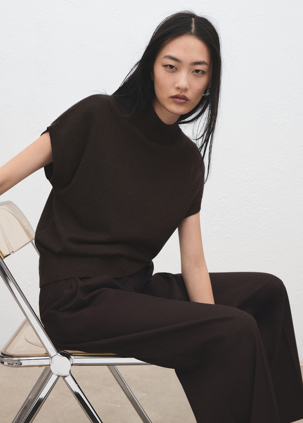 Short-sleeved lurex sweater