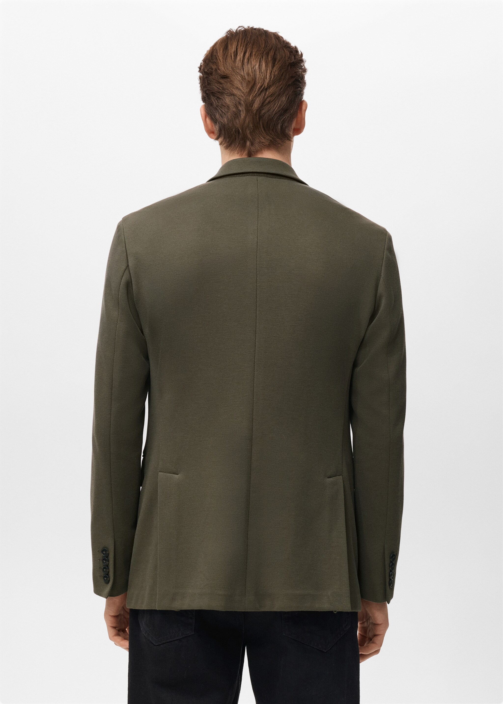 Slim-fit textured jacket - Reverse of the article, Khaki. Ref: 27061264-00.