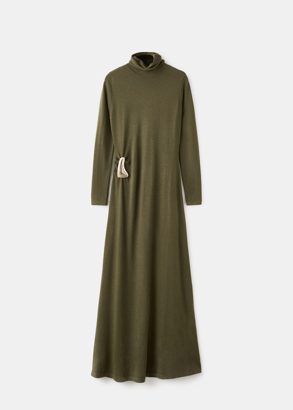 Mango Turtleneck knitted dress with brooch