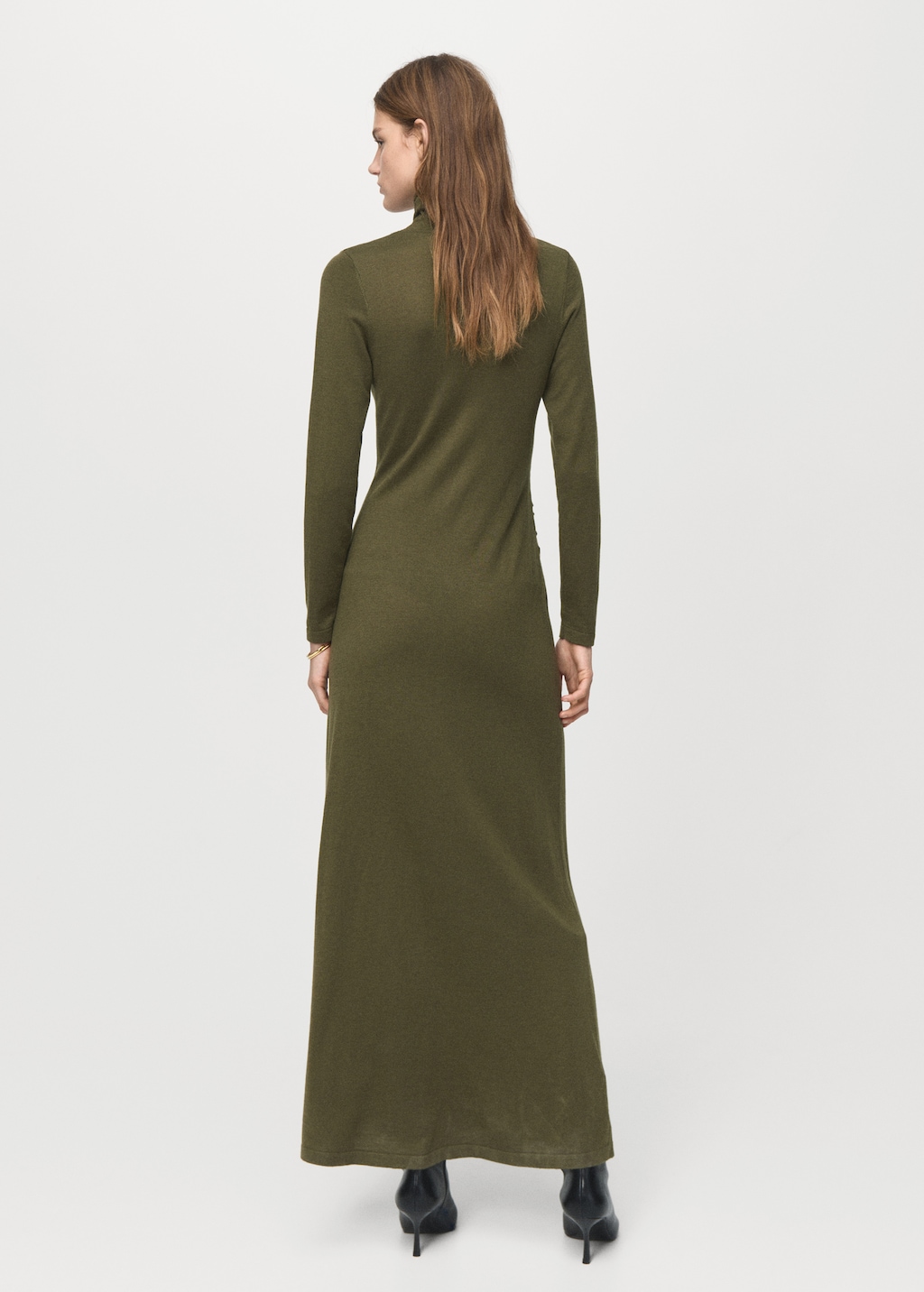 Mango Turtleneck knitted dress with brooch
