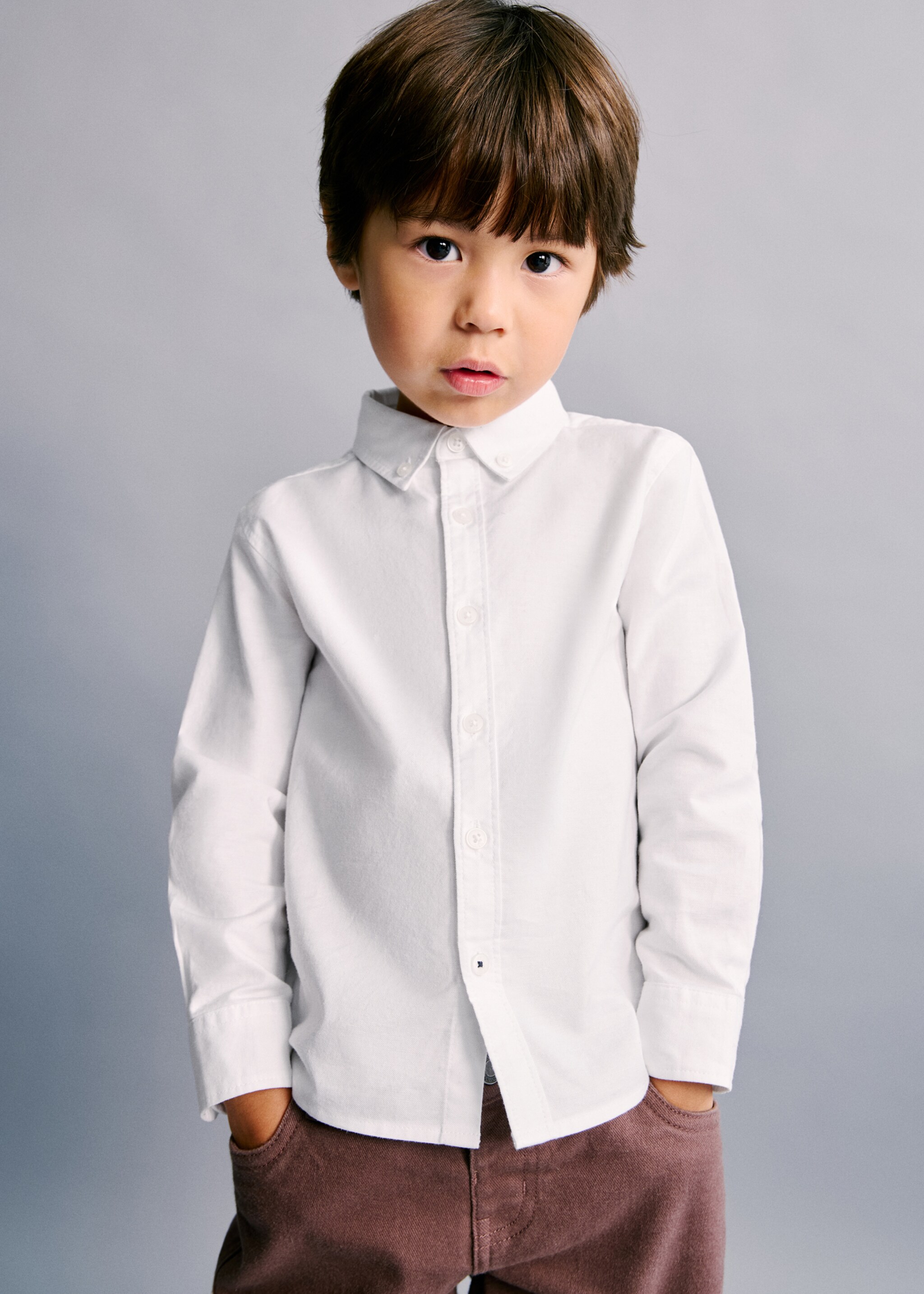 Oxford cotton shirt - Medium plane, White. Ref: 27061266-00.