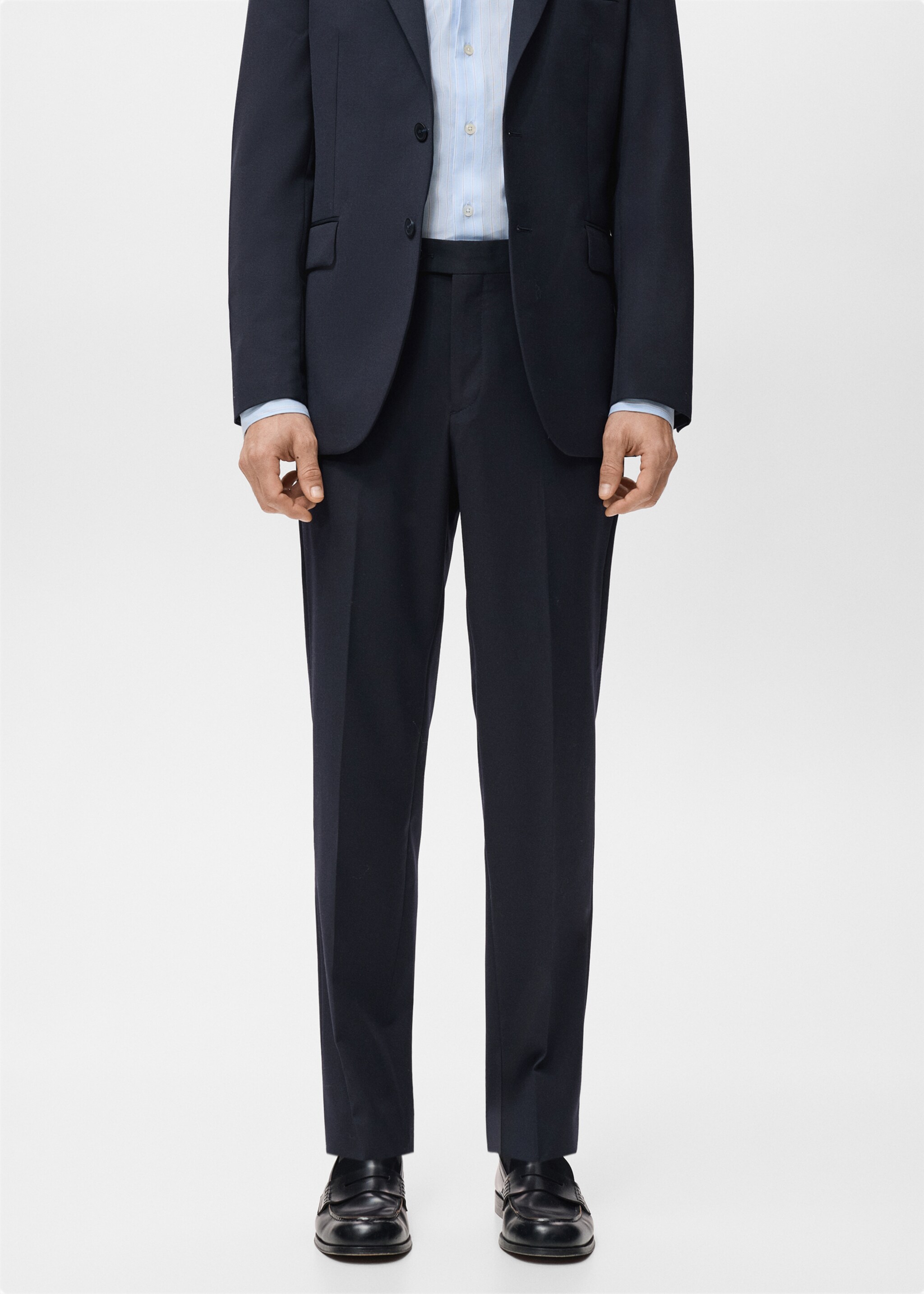 Turin 100% wool suit trousers - Medium plane, Navy. Ref: 27061270-00.