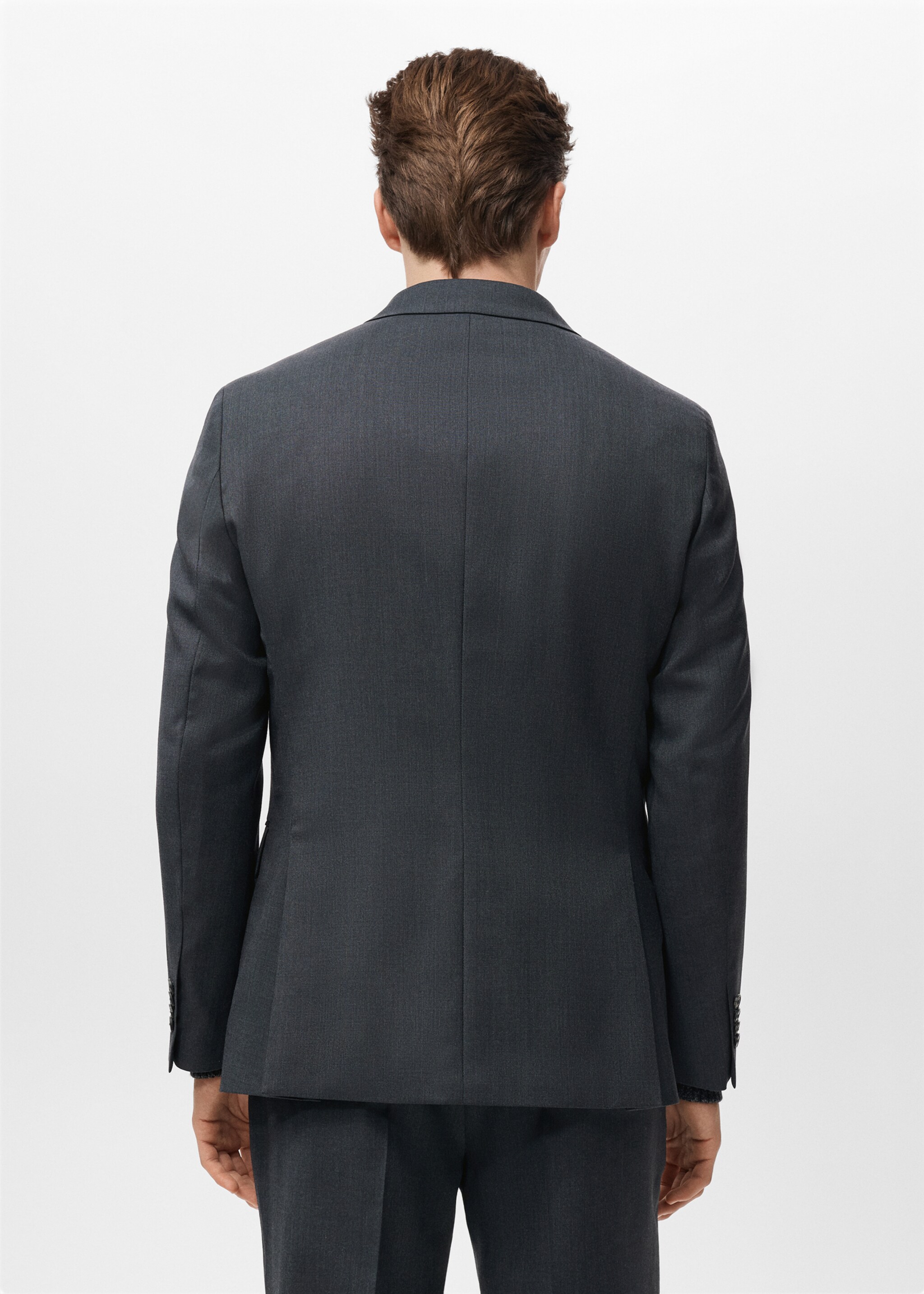 Turin 100% Wool Double-Breasted Suit Blazer - Reverse of the article, Grey. Ref: 27061272-00.