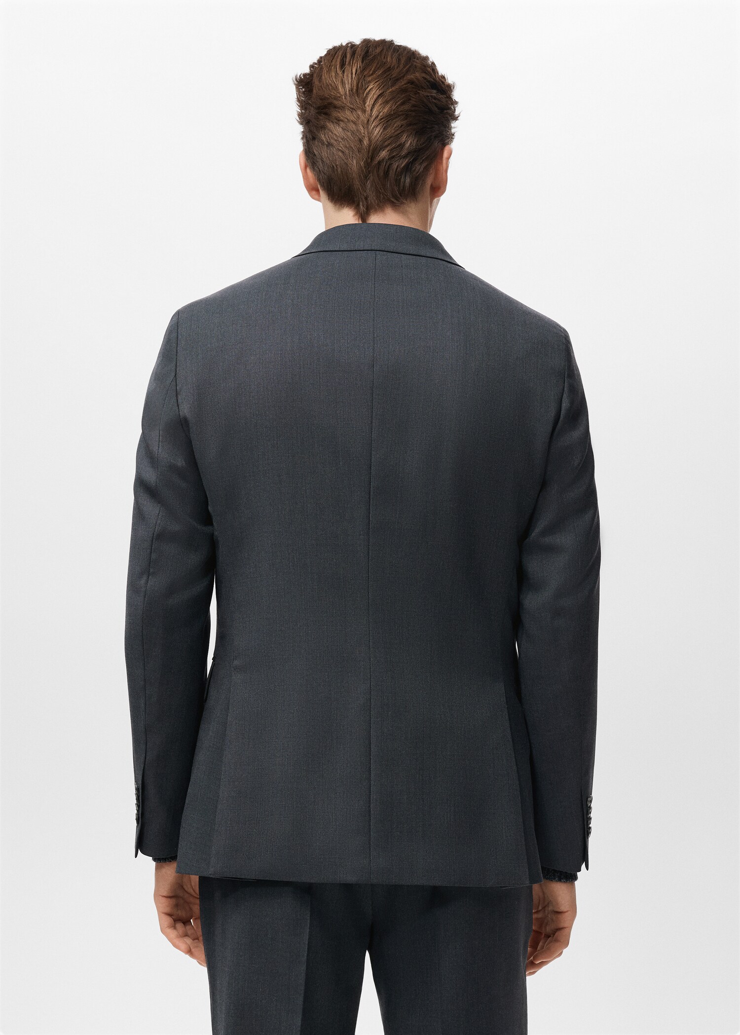 Turin 100% Wool Double-Breasted Suit Blazer - Reverse of the article