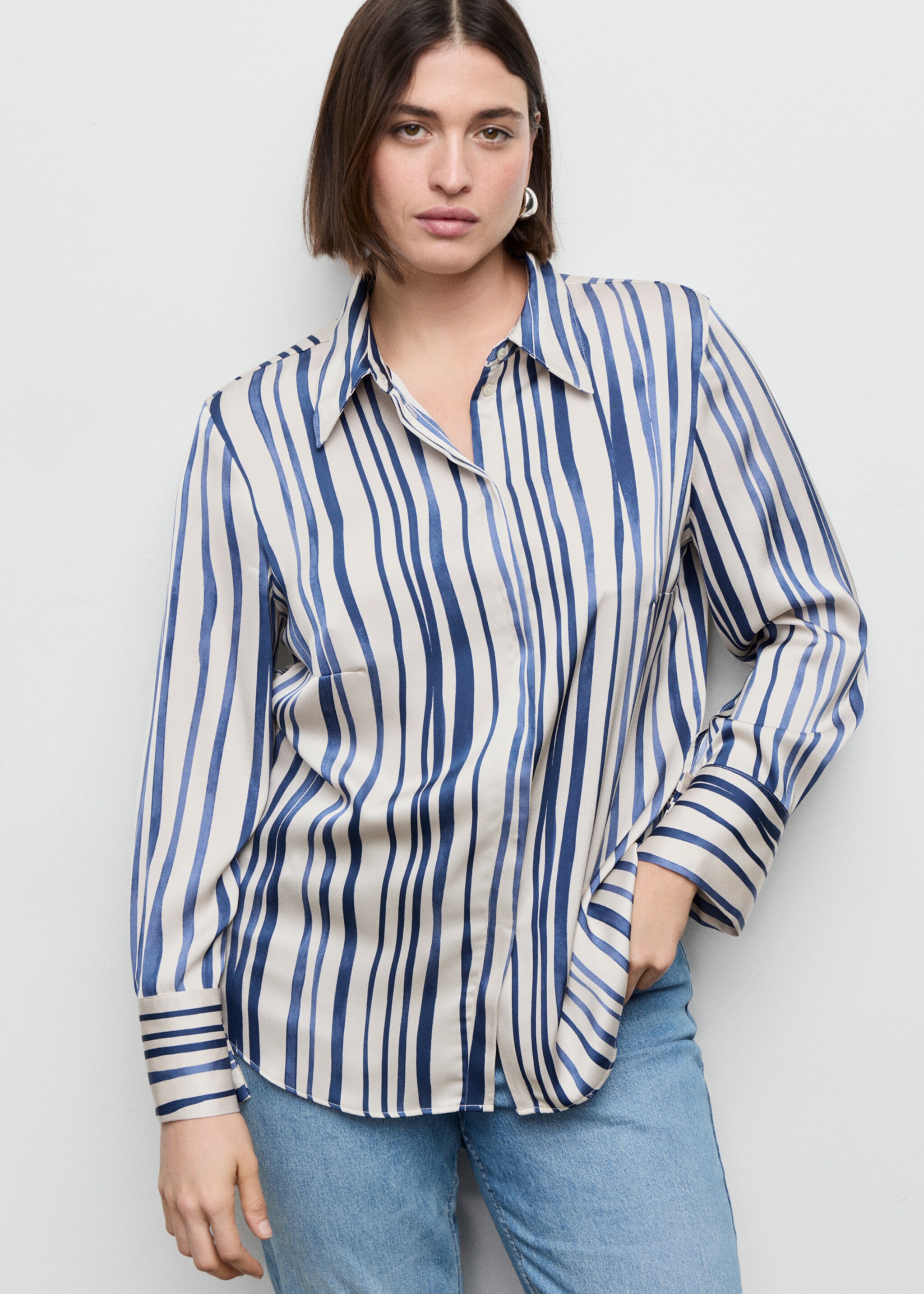 印花轻薄衬衫 - null, 海军蓝. Ref: 27061277-00.