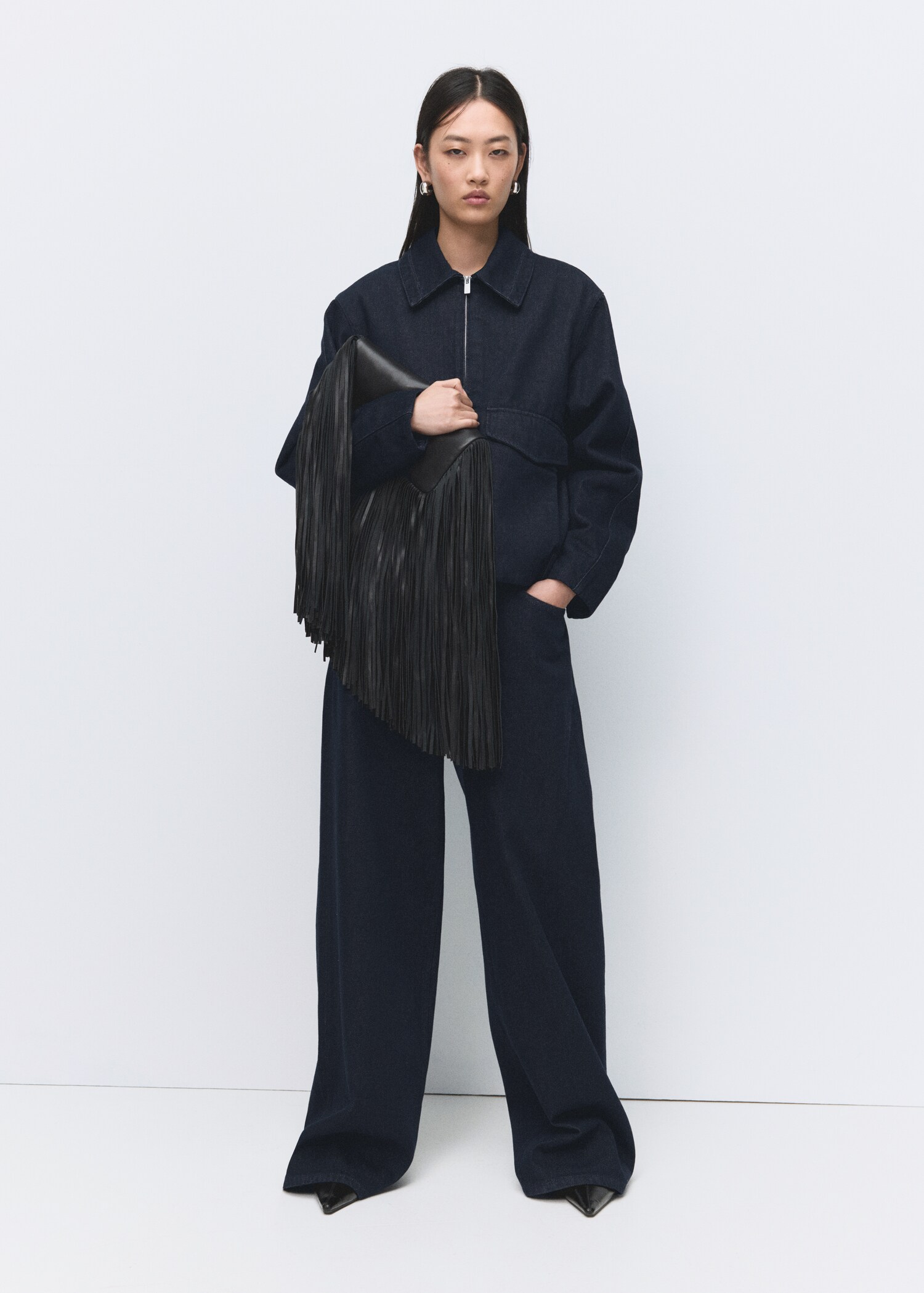 High-rise wide leg rinse-wash jeans - Details of the article 2