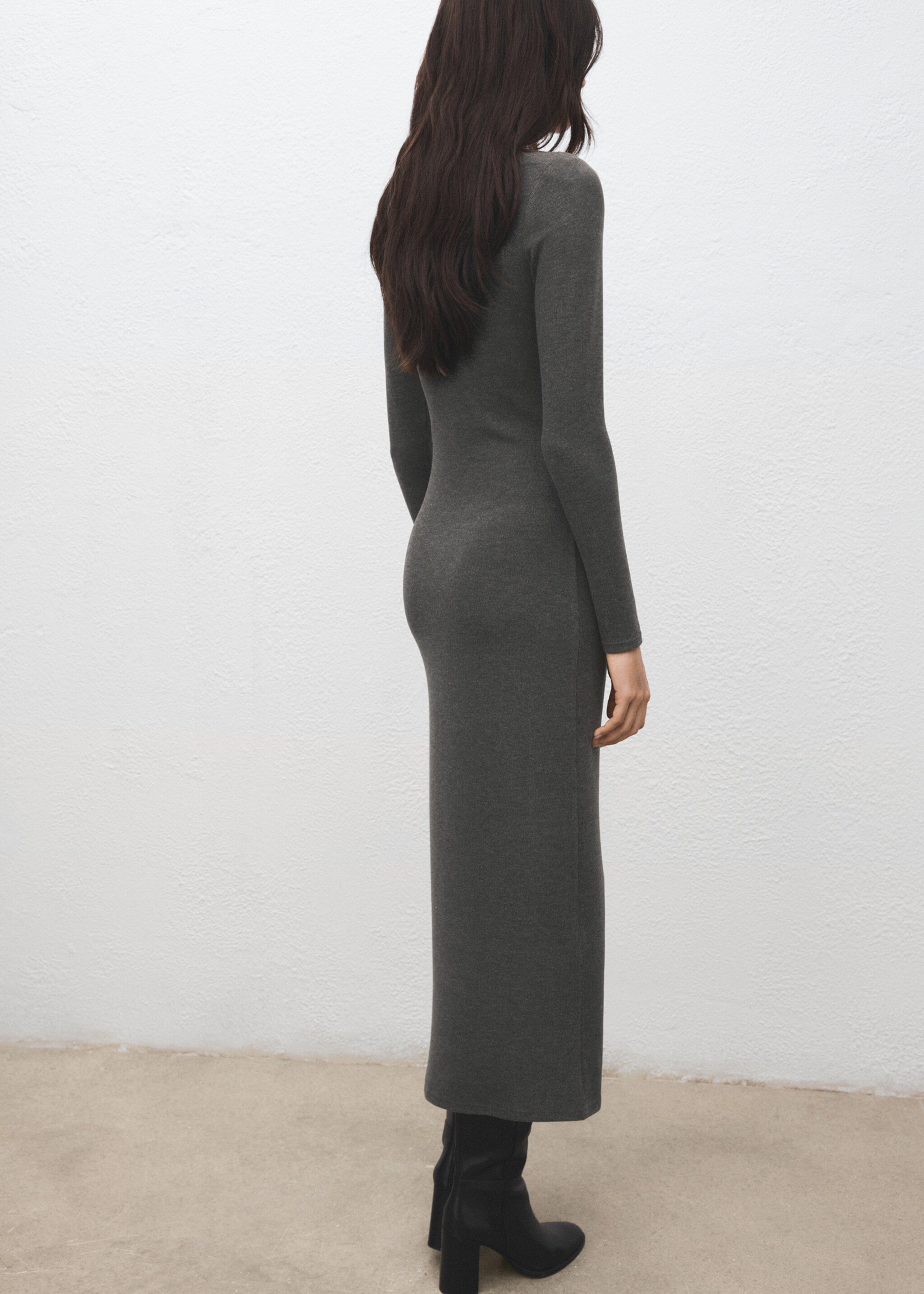Ruched fitted dress - Reverse of the article, Grey. Ref: 27061280-00.