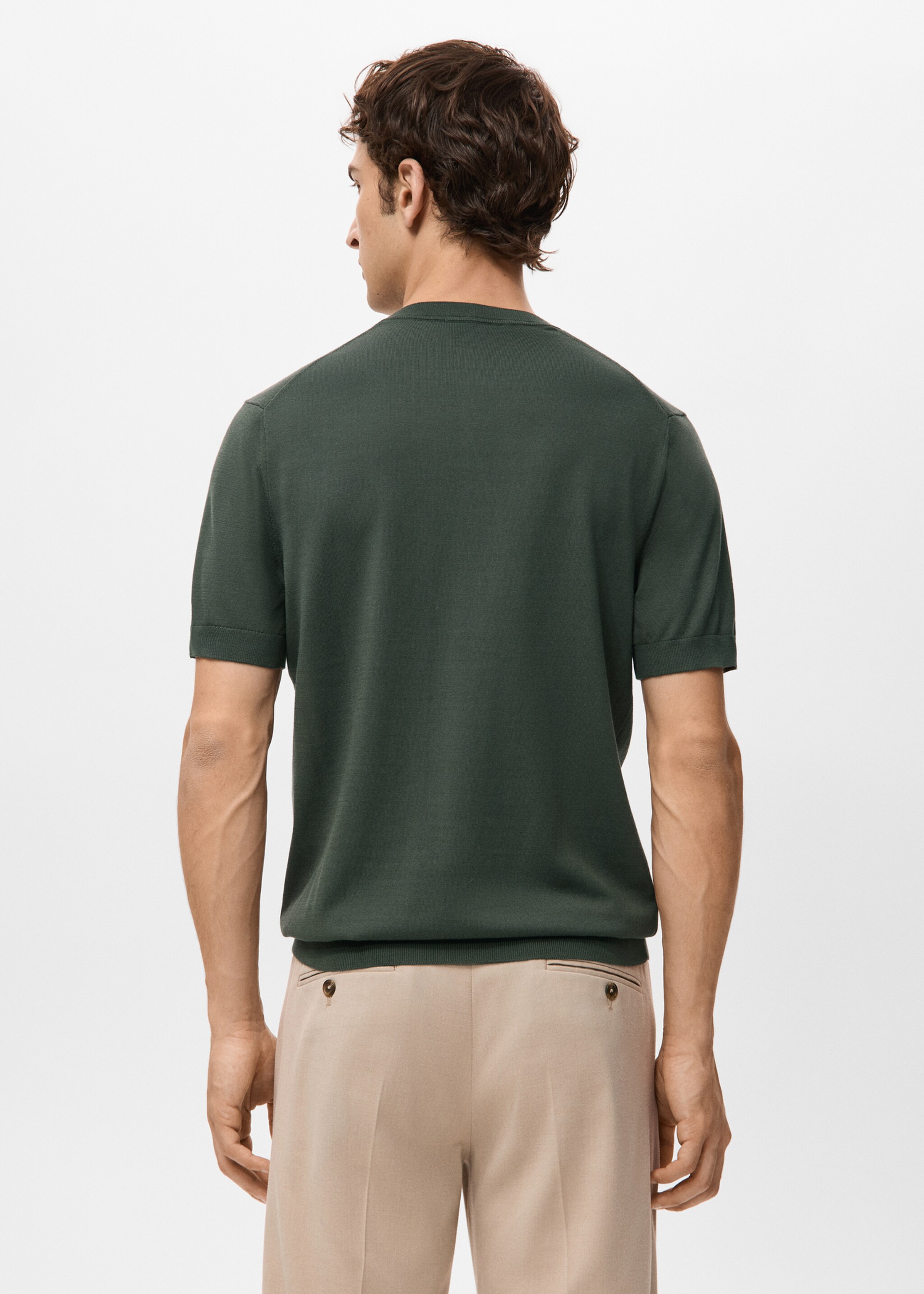 Fine jersey 100% cotton T-shirt - Reverse of the article, Khaki. Ref: 27061281-00.