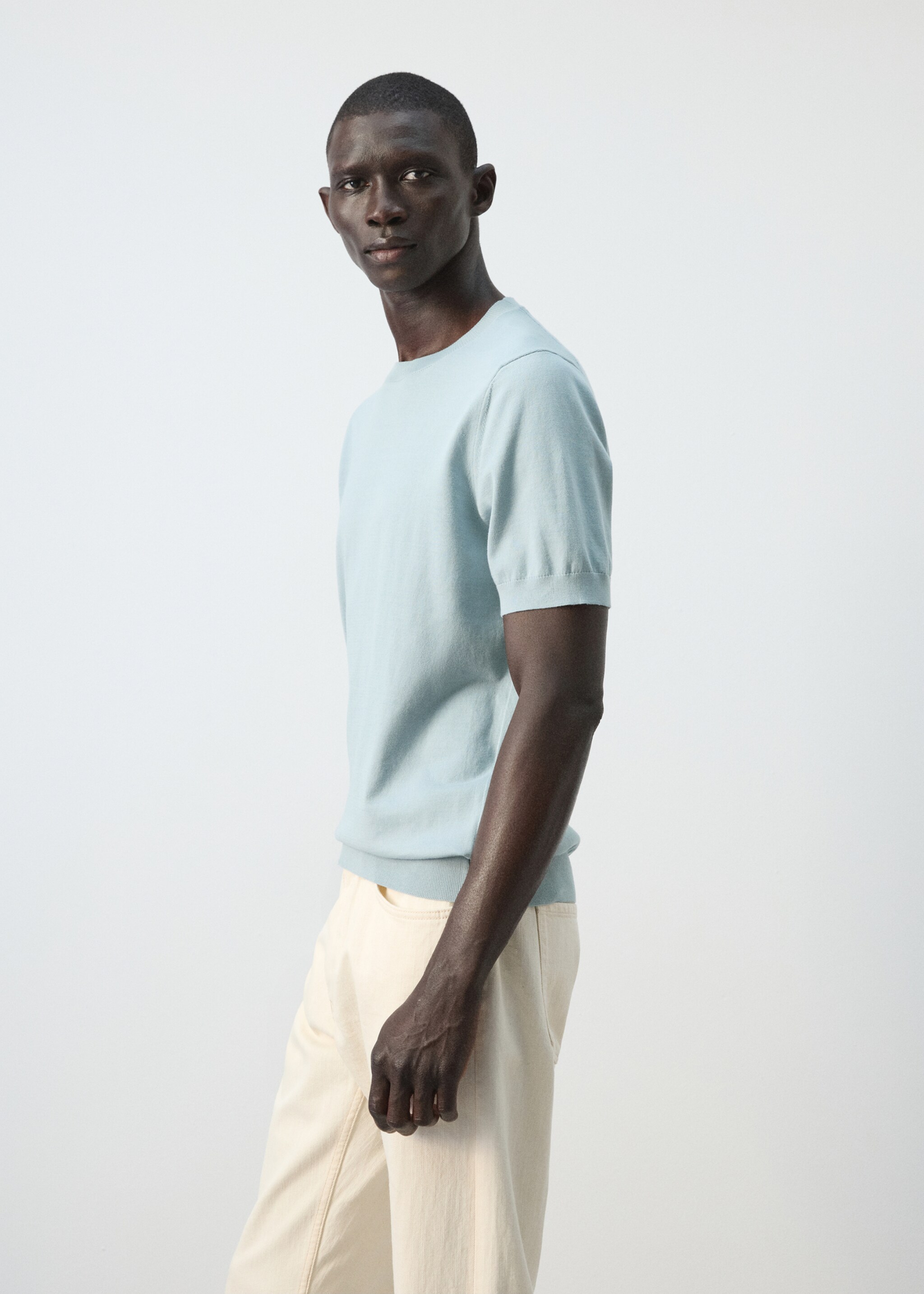 Fine jersey 100% cotton T-shirt - Details of the article 2, Aqua Green. Ref: 27061281-00.