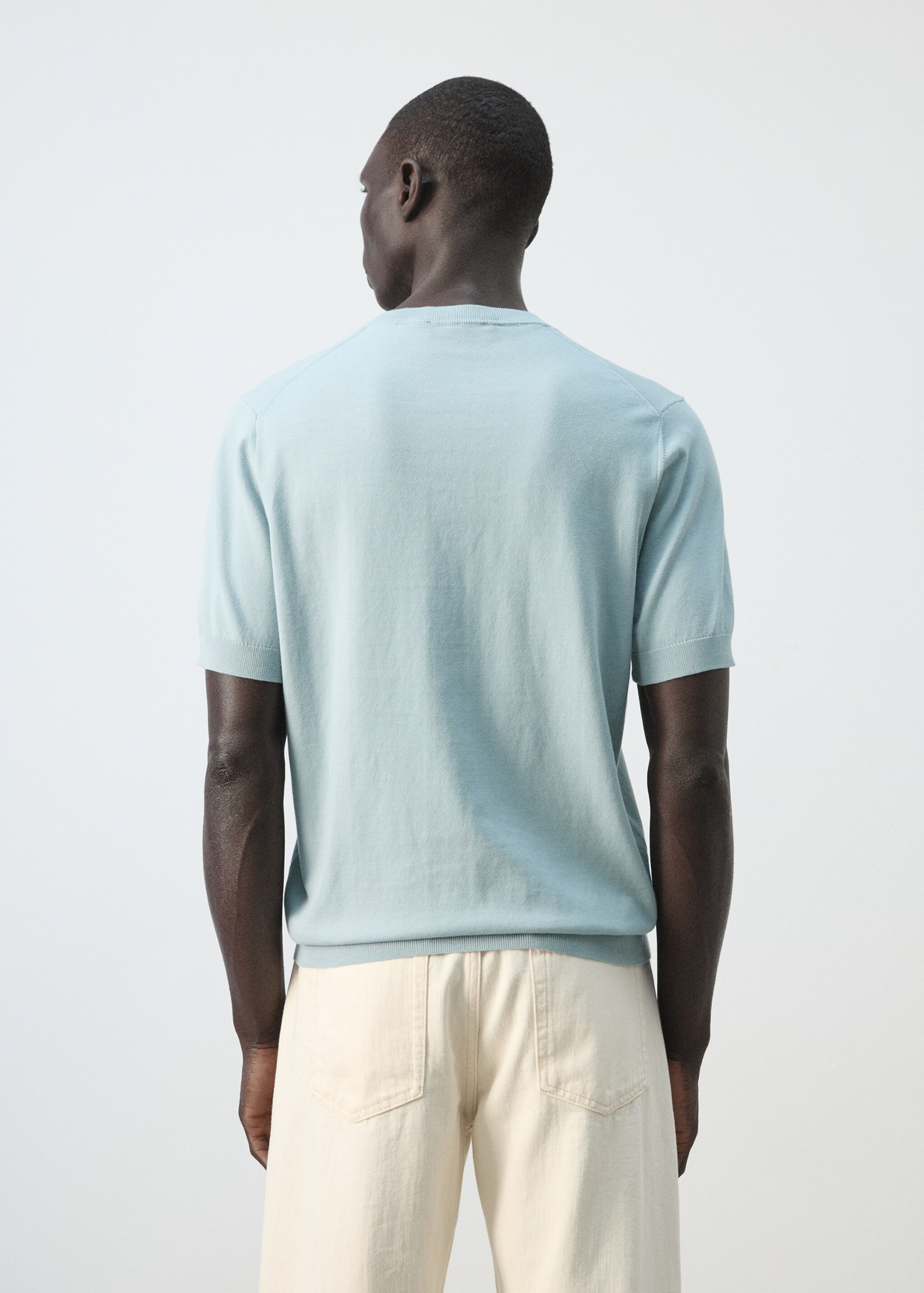 Fine jersey 100% cotton T-shirt - Reverse of the article, Aqua Green. Ref: 27061281-00.